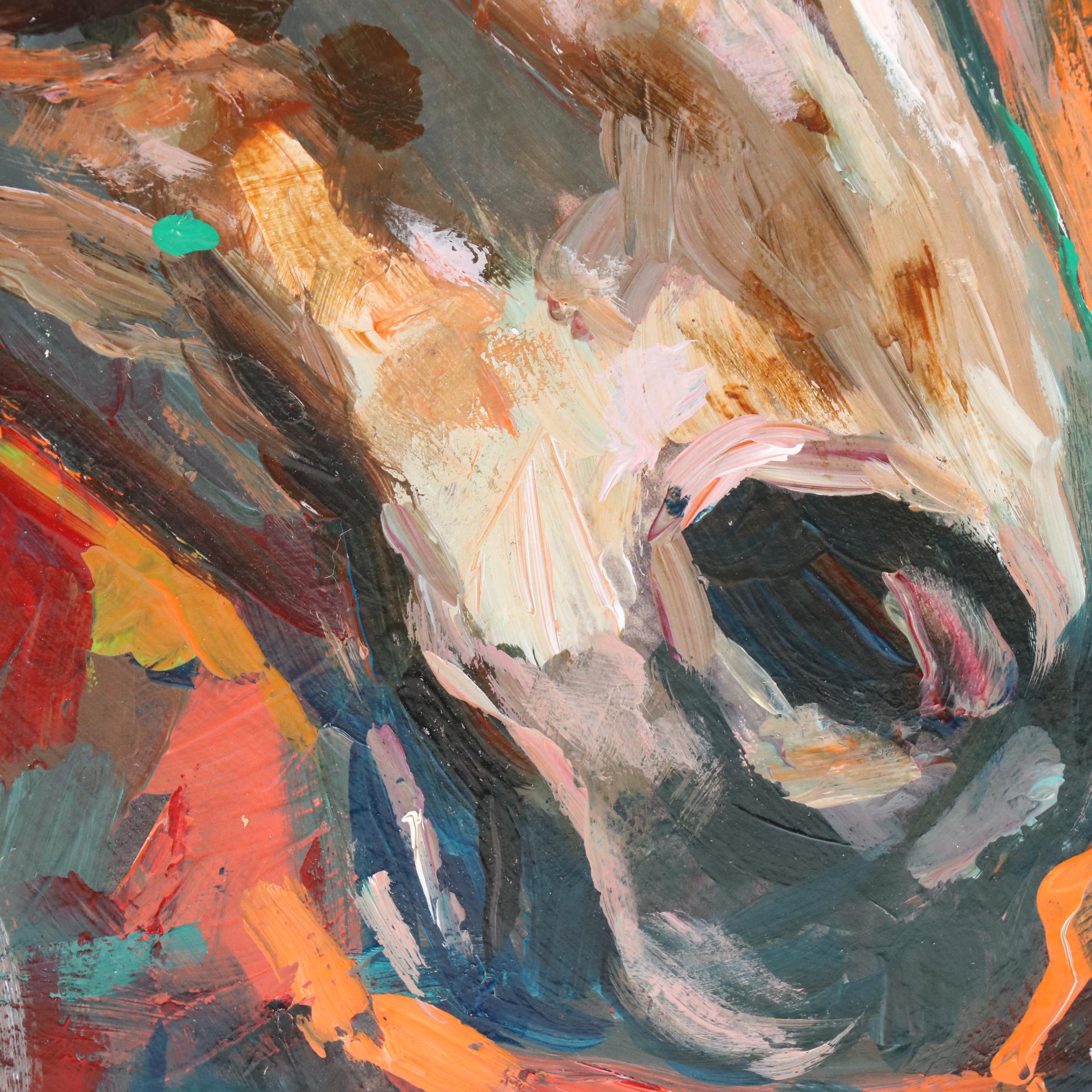 Agnes Rey Oil Painting "Wild Horse," 21st Century