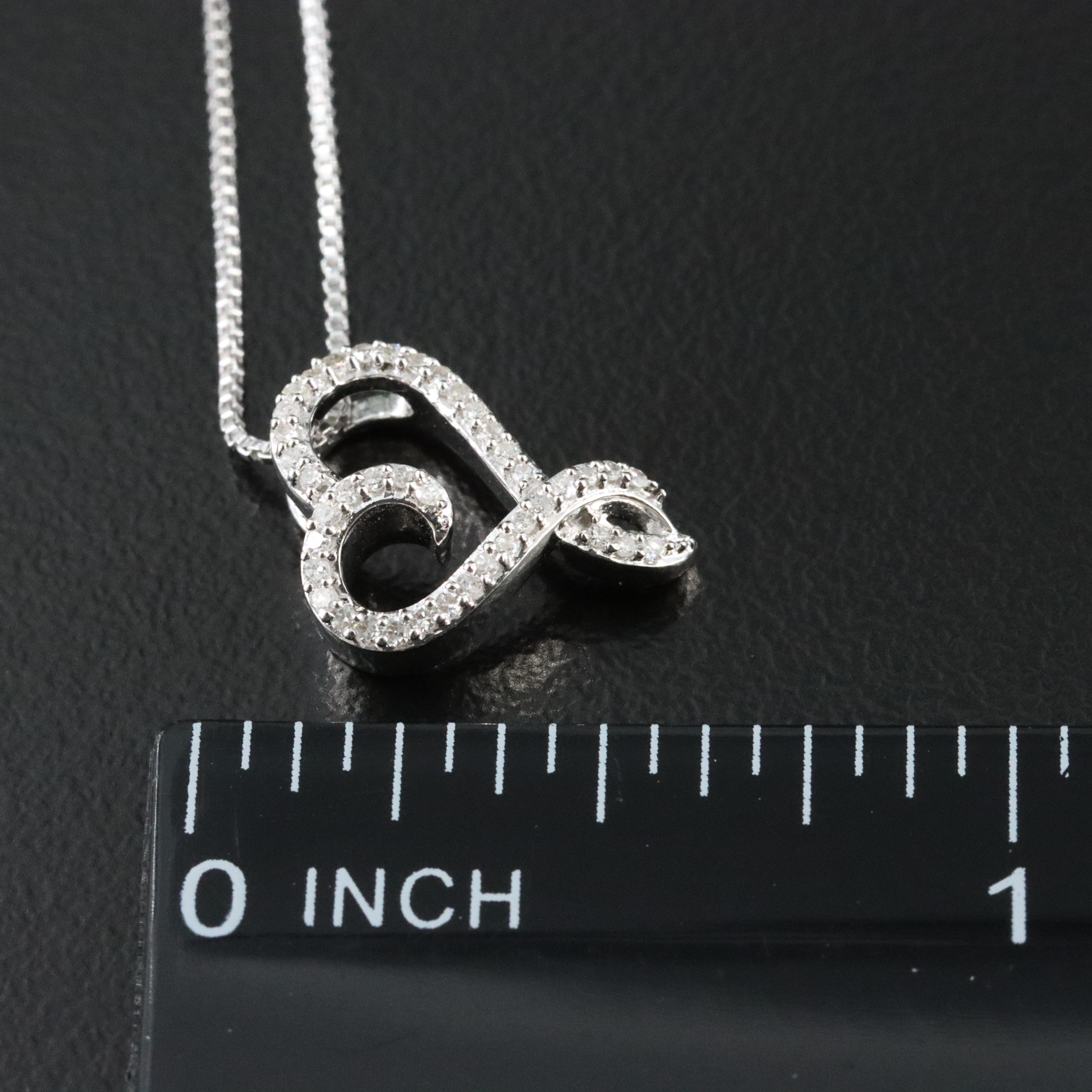 Sterling Diamond Heart Pendant Necklace