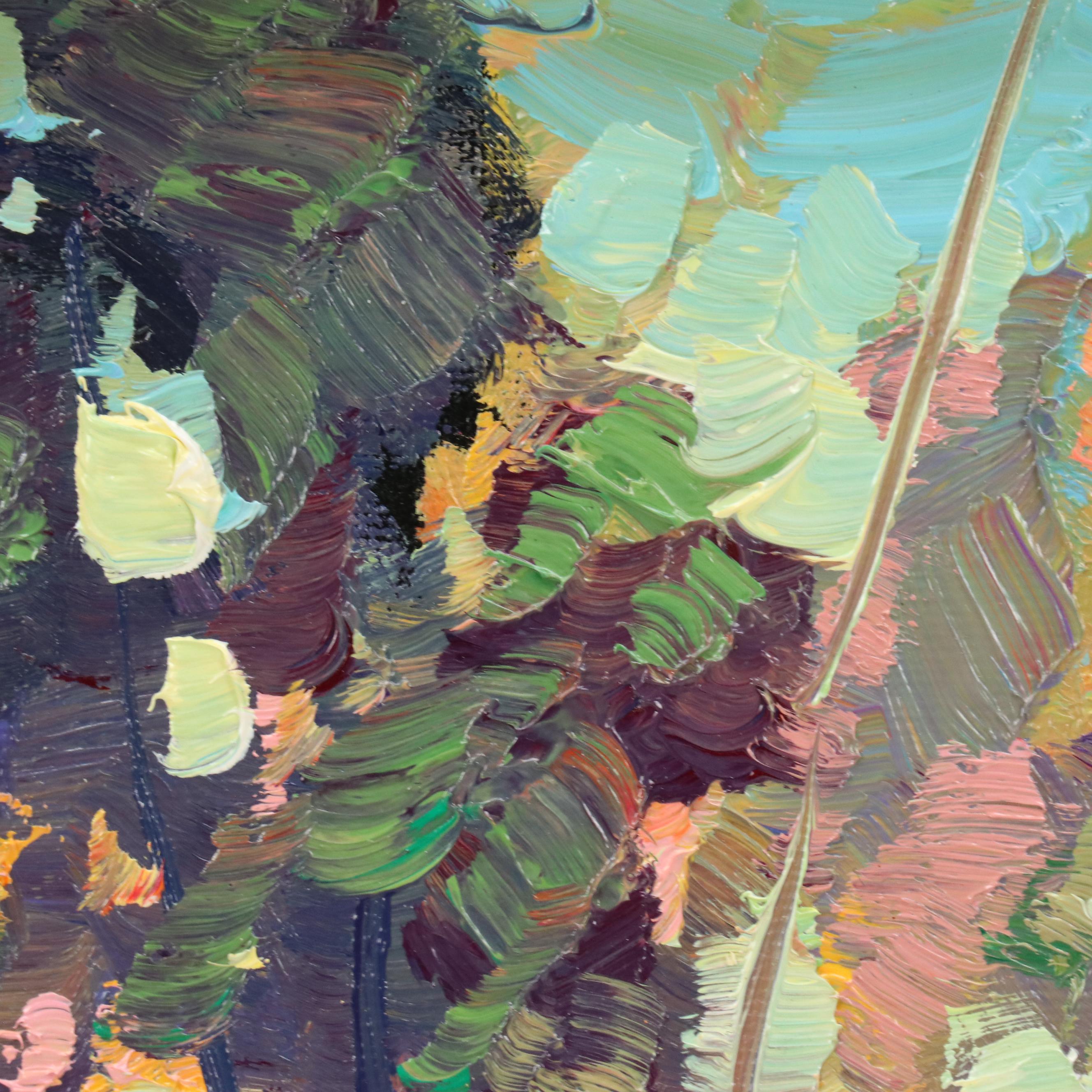 William Hawkins Stylized Forest Landscape Oil Painting, 21st Century