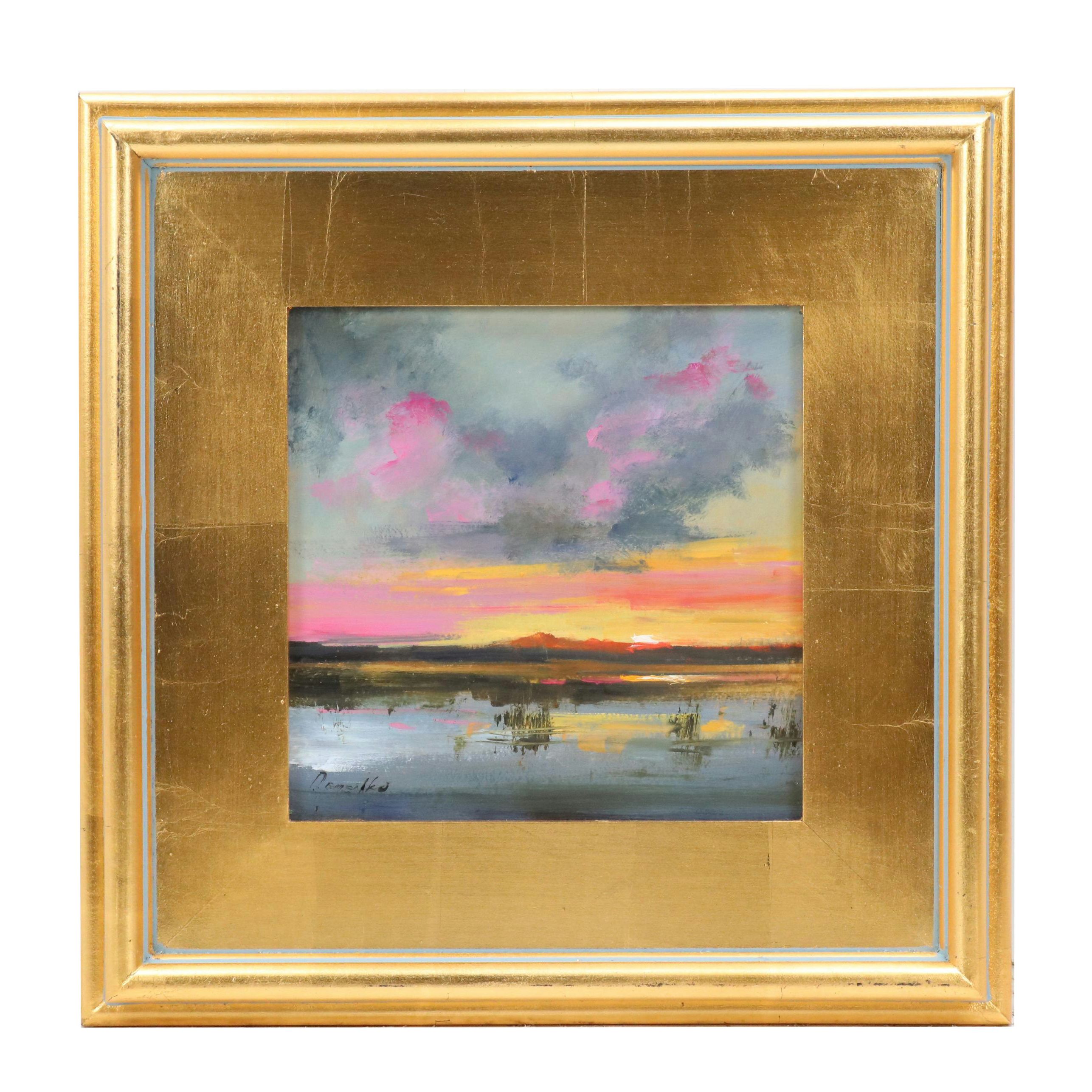 Natalia Demenko Sunset Landscape Oil Painting, 21st Century