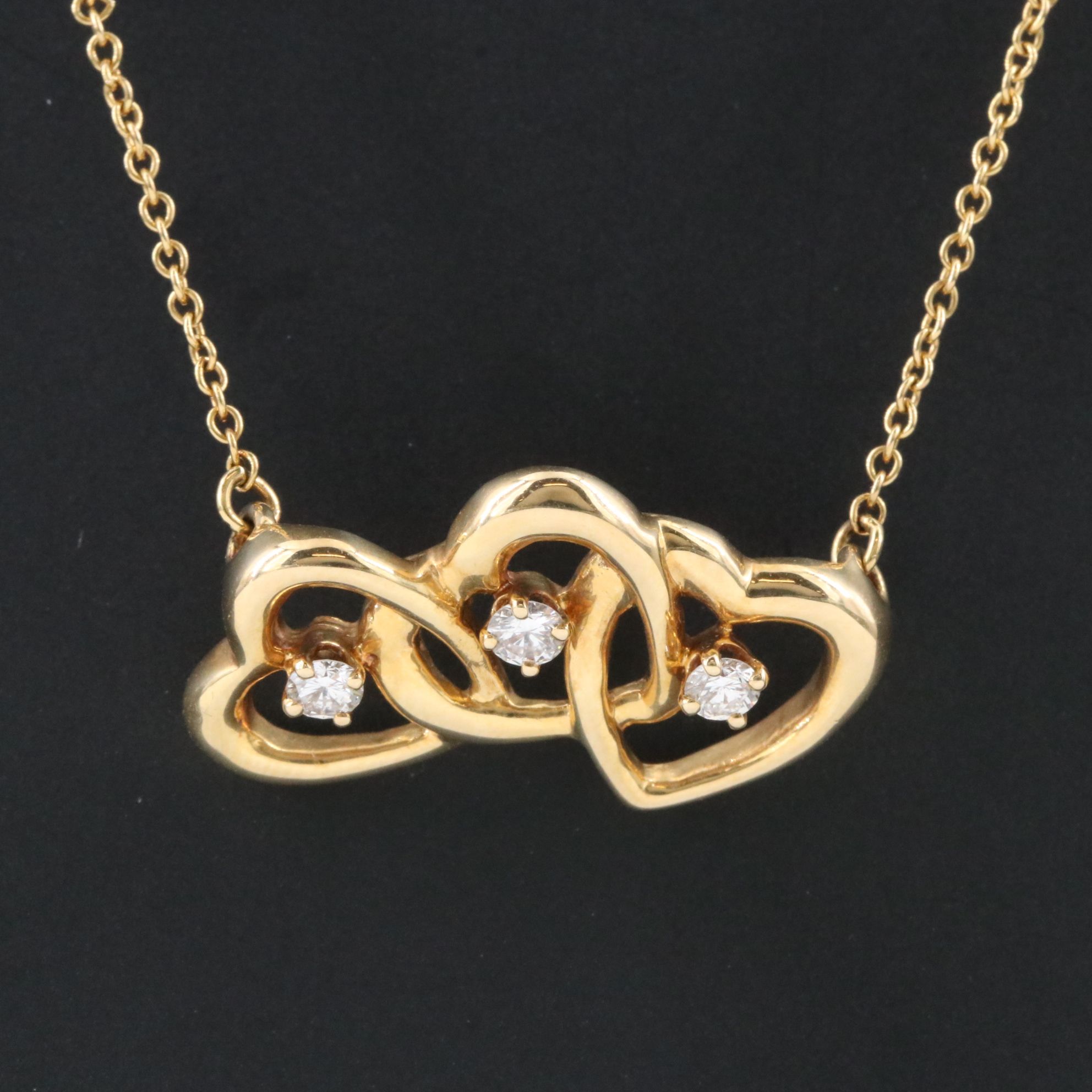 Tiffany & Co. 18K Diamond Triple Heart Necklace