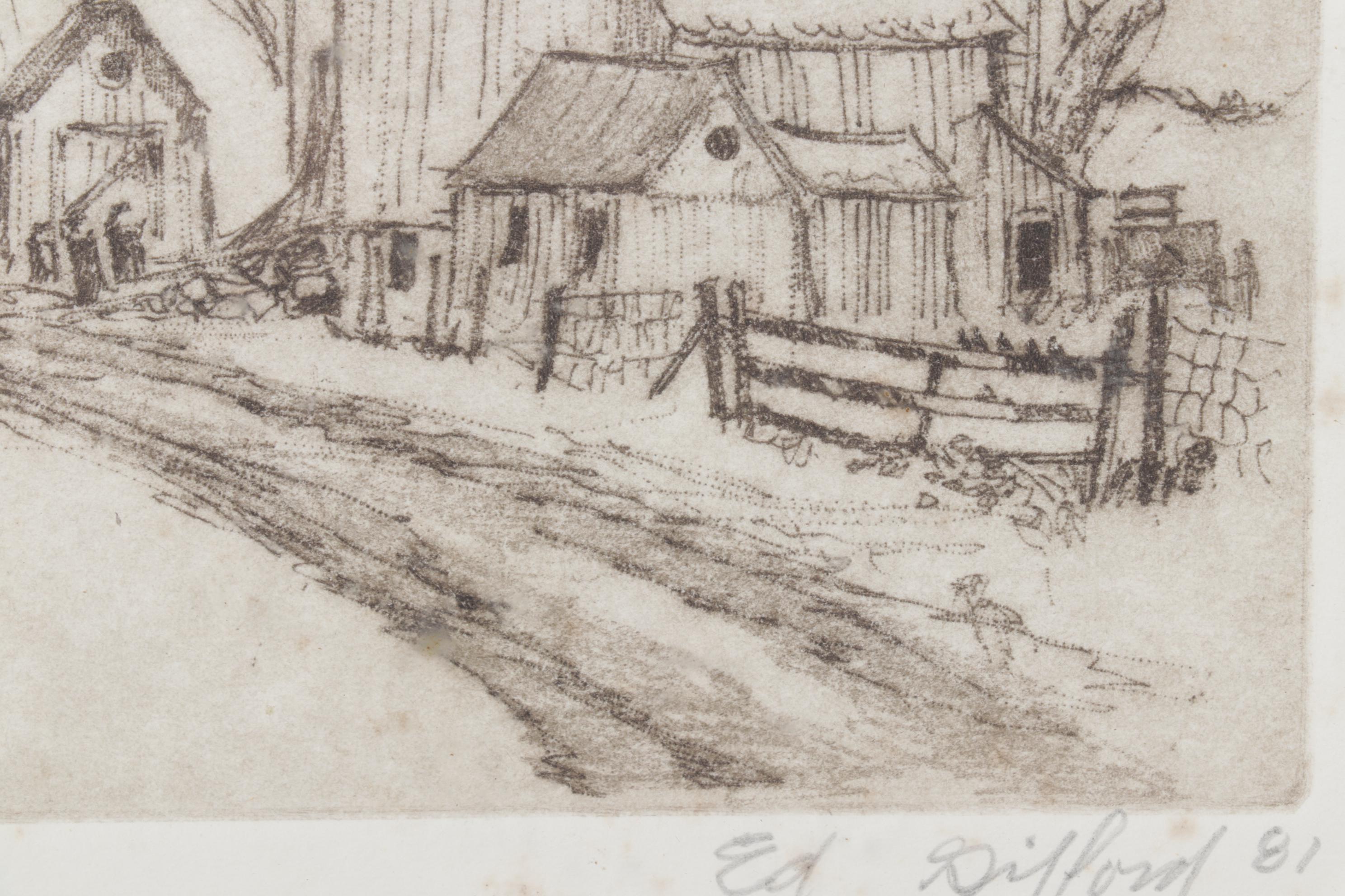 Ed Gifford "Goin to Church" Hand Pulled Etching, 1981