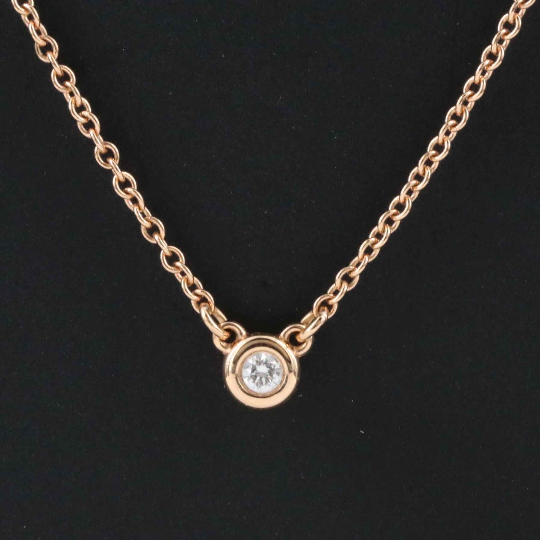 Elsa Peretti for Tiffany & Co. 18K Rose Gold Diamond Solitaire Necklace