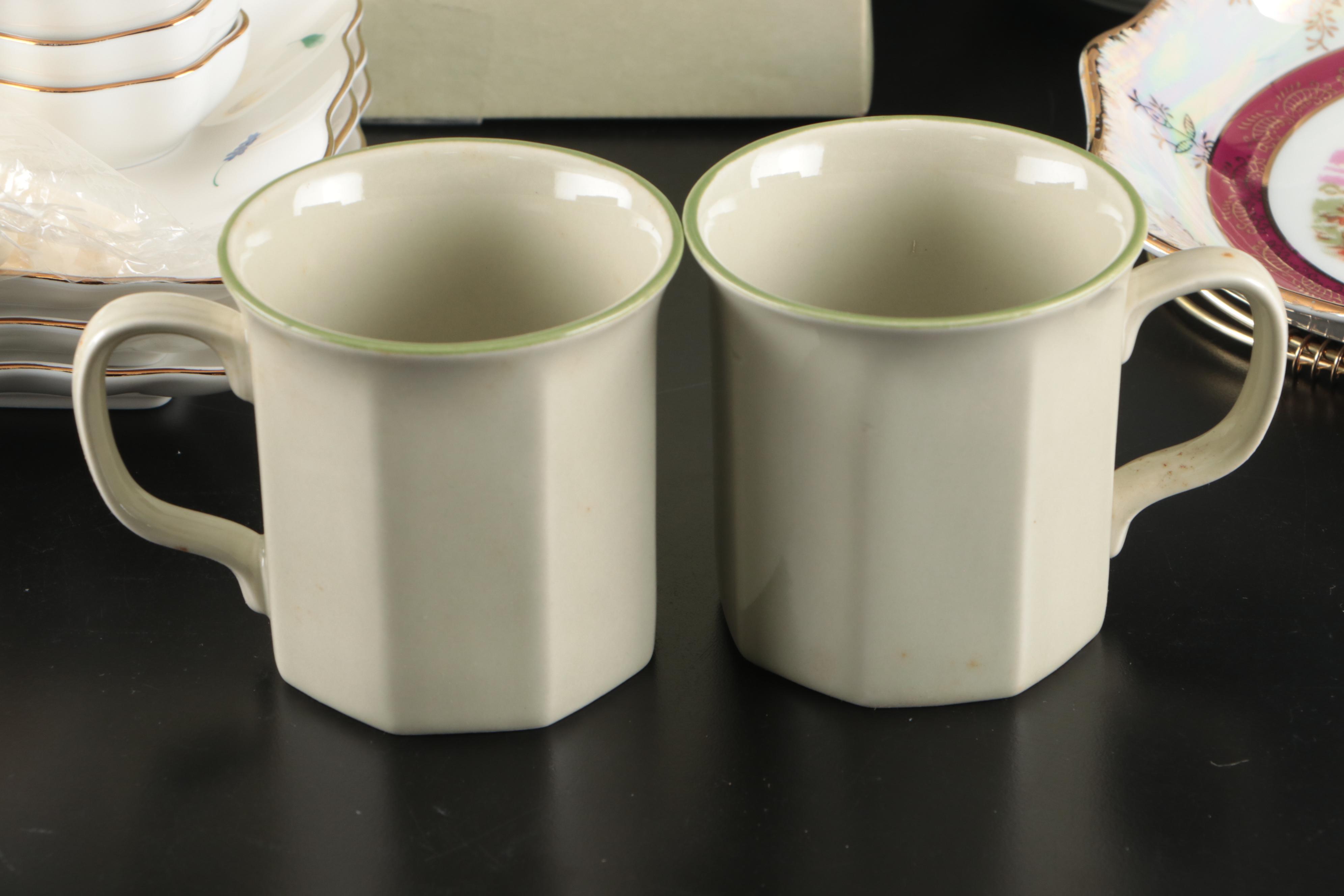 Japanese Porcelain Plates and Bowls with Other Ceramic and Stainless Tableware