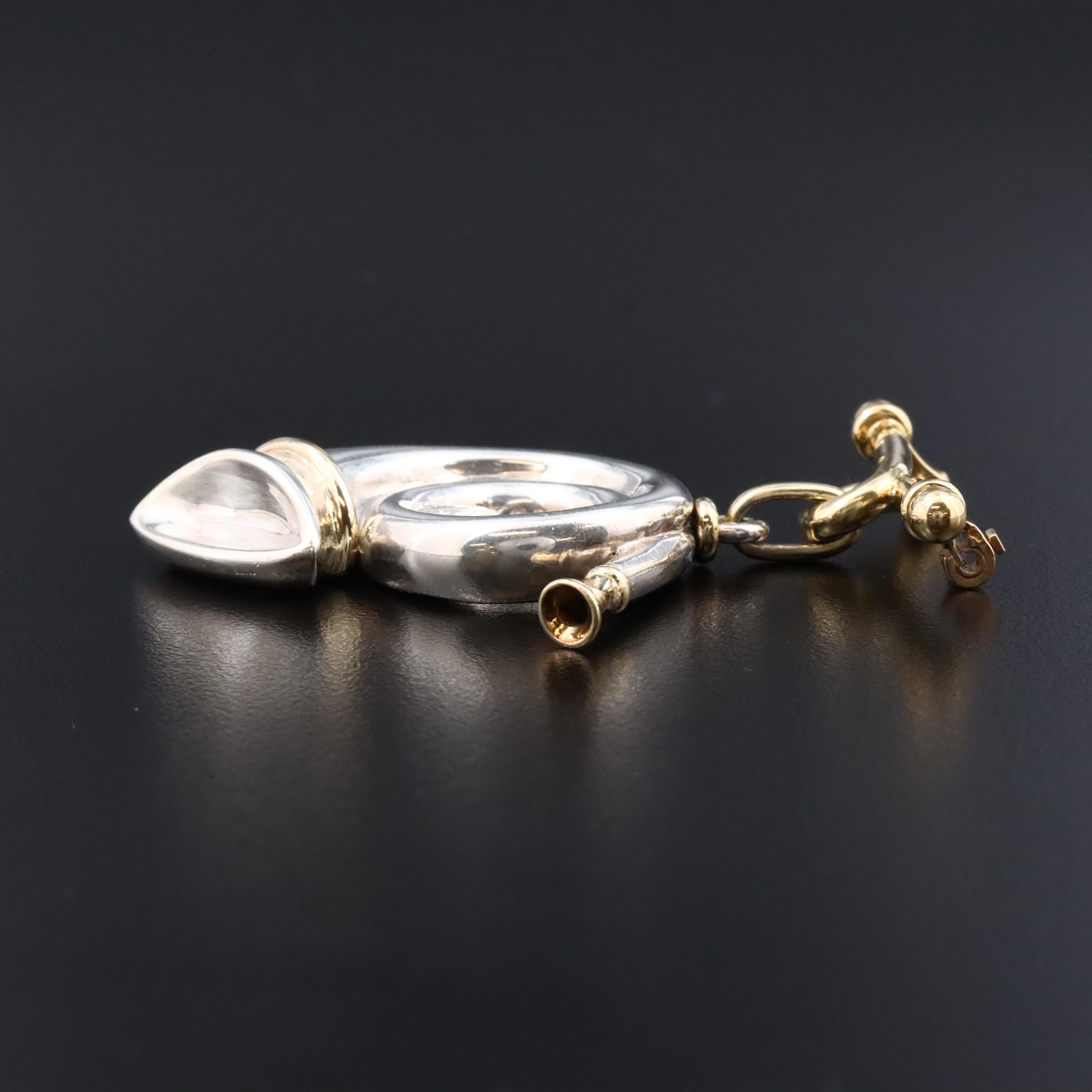 Hermès Sterling and 18K French Hunting Horn Brooch