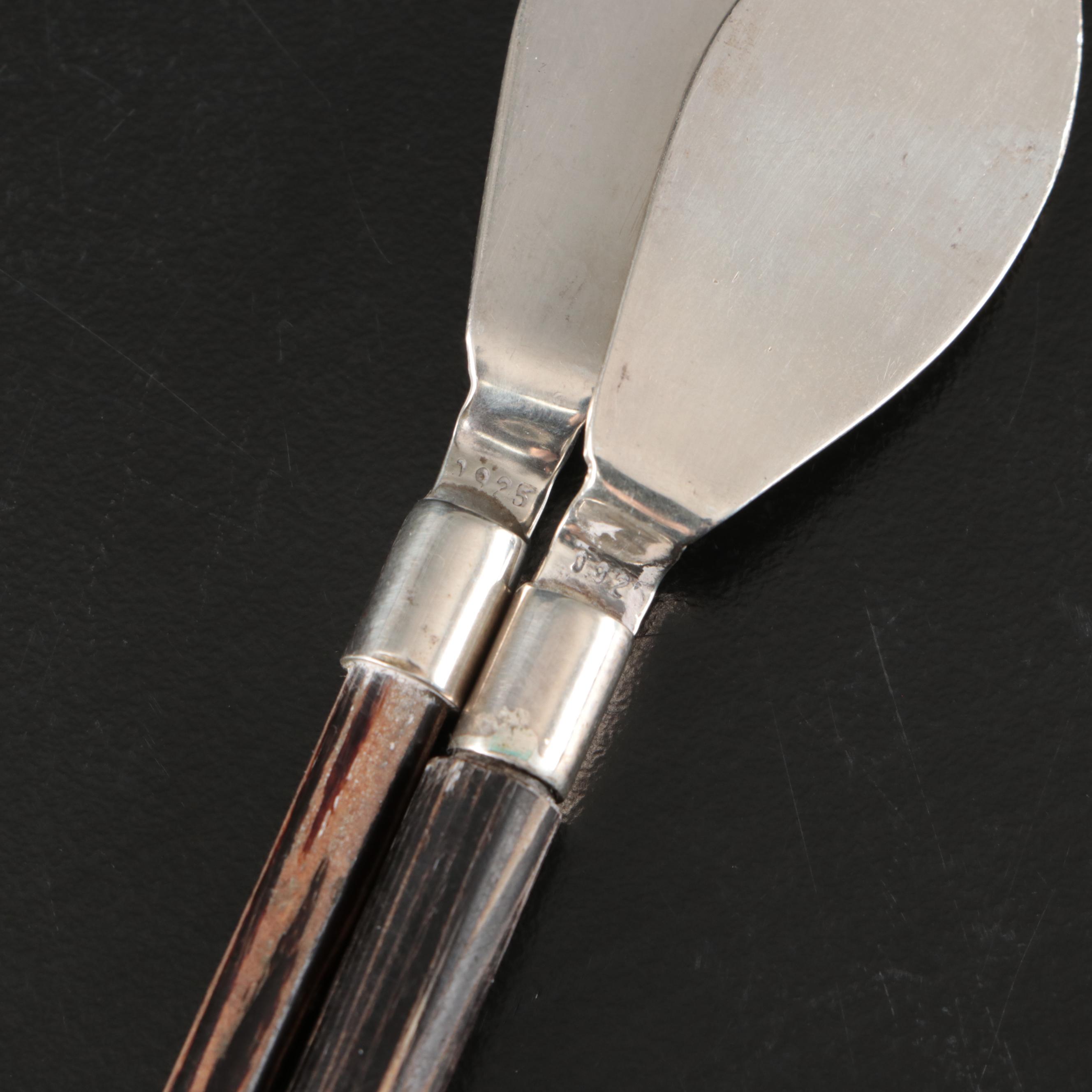 Sterling Silver Cheese Knives with Rosewood Handles, 20th Century
