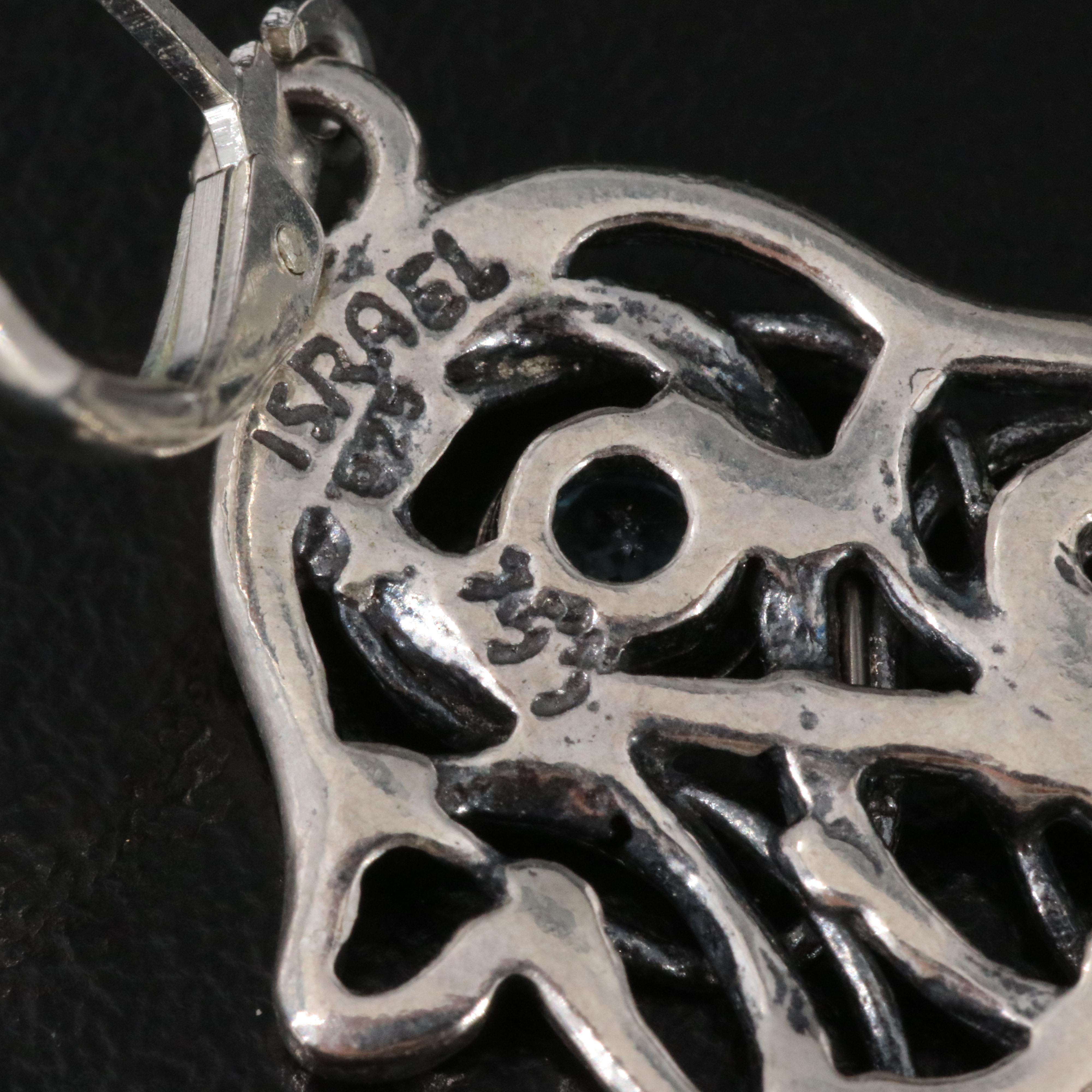 Sterling Blue Topaz Hamsa Earrings