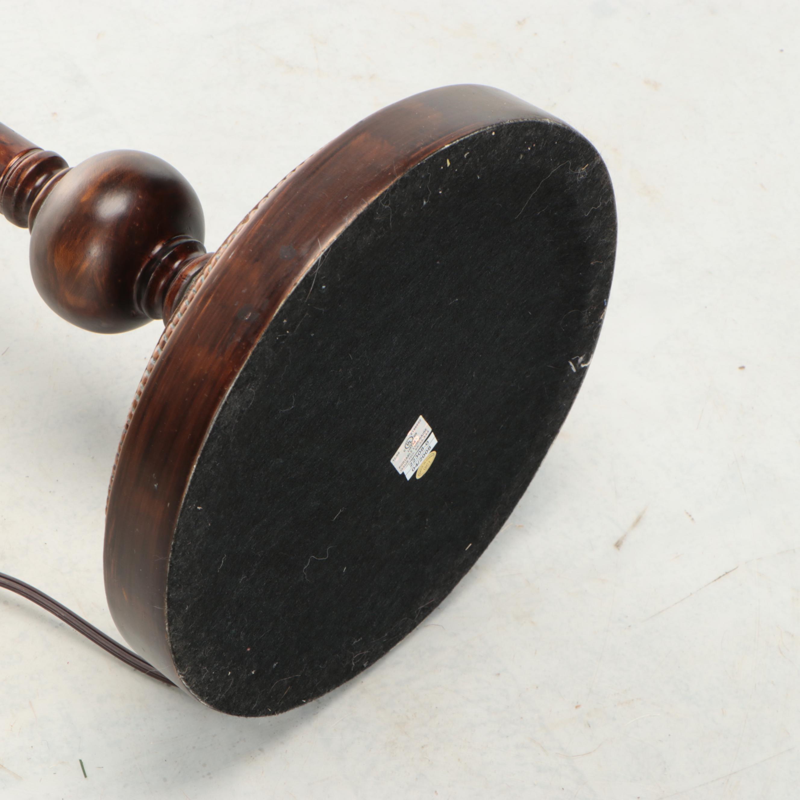 Bronze Patinated and Tortoise Glass Spacer Floor Lamp with Silk Shade