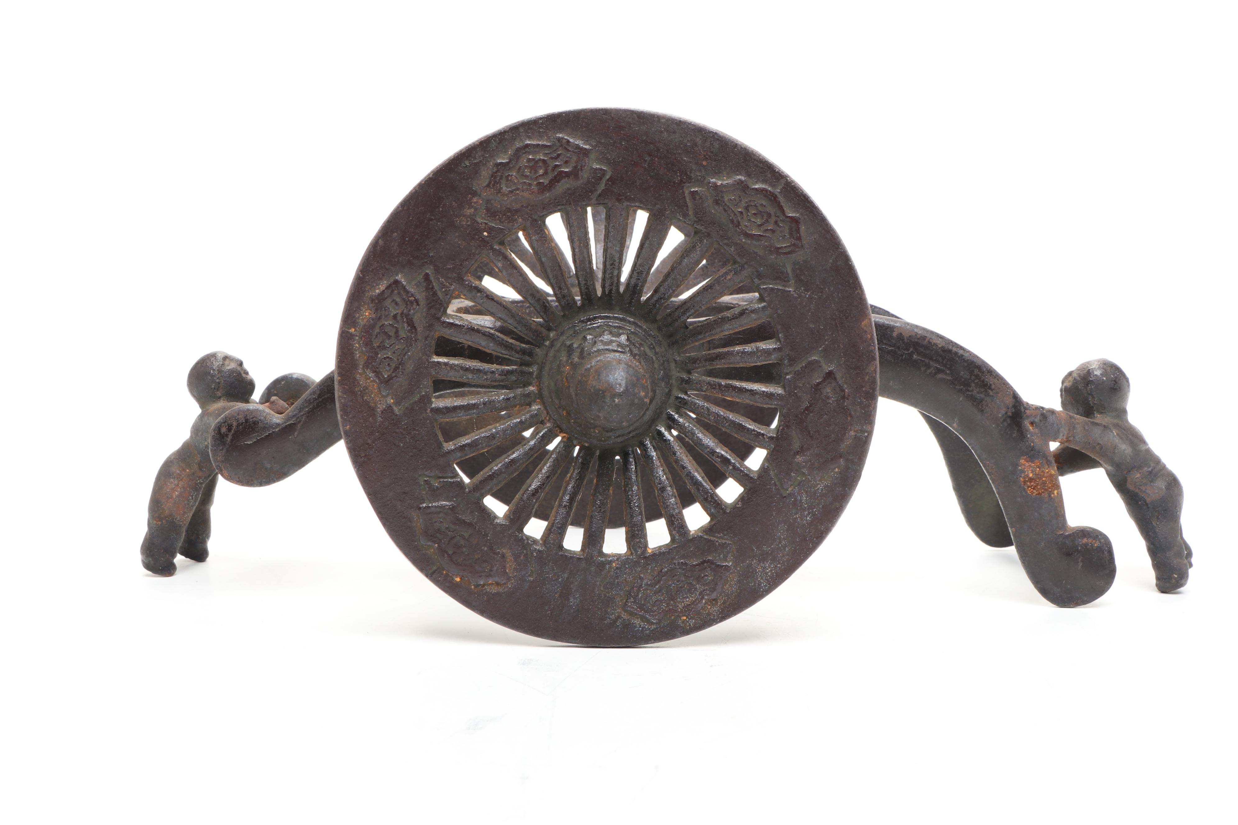 Japanese Cast Iron Ikebana Flower Cart Vase Stand