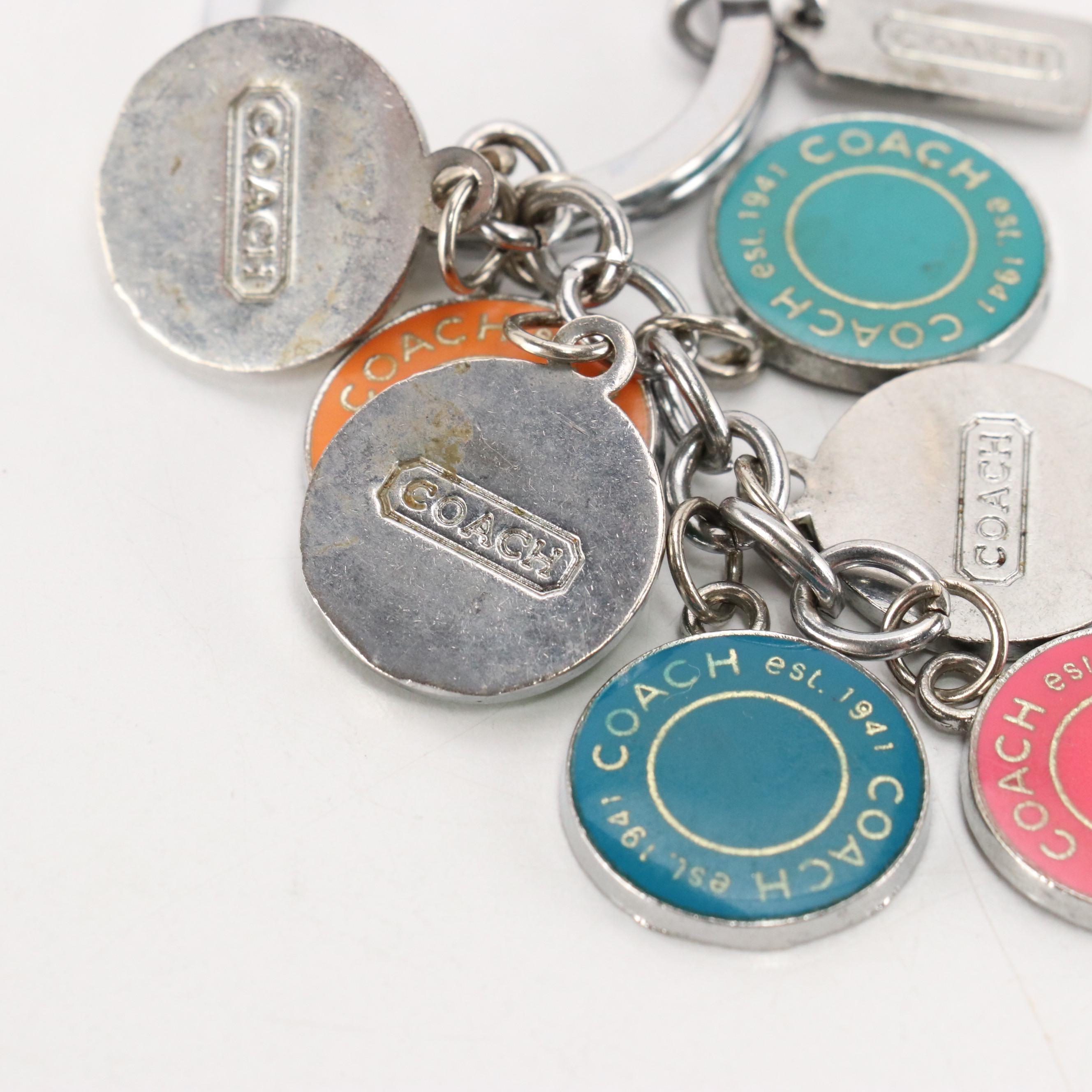 Coach Multicolored Circle Cluster Key Ring/Bag Charm