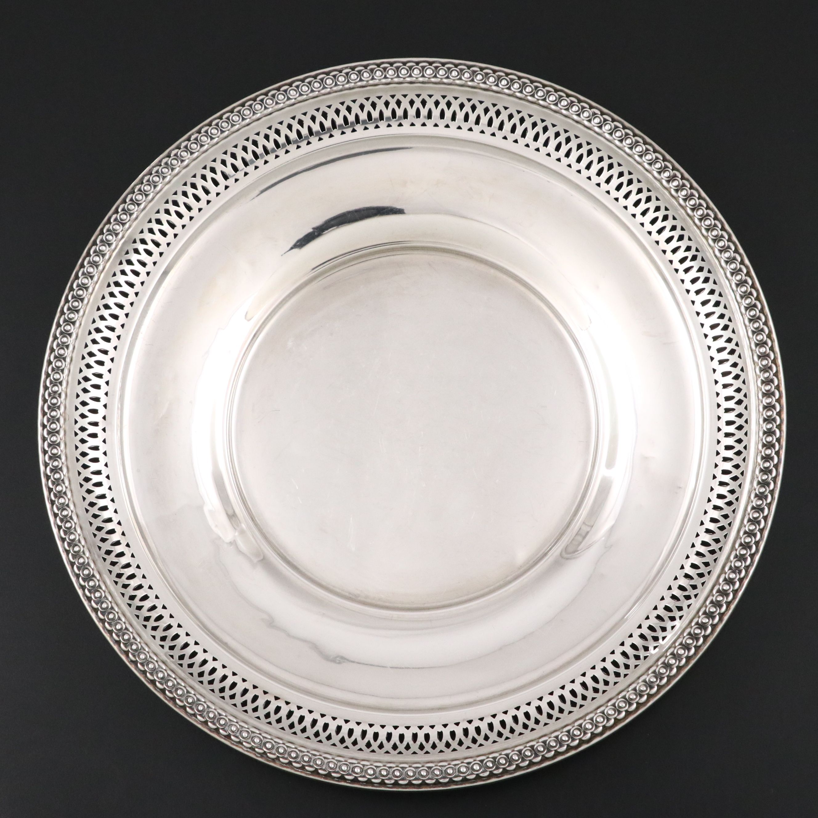 Gorham Sterling Silver Handled Plate with Sterling Silver Reticulated Plate