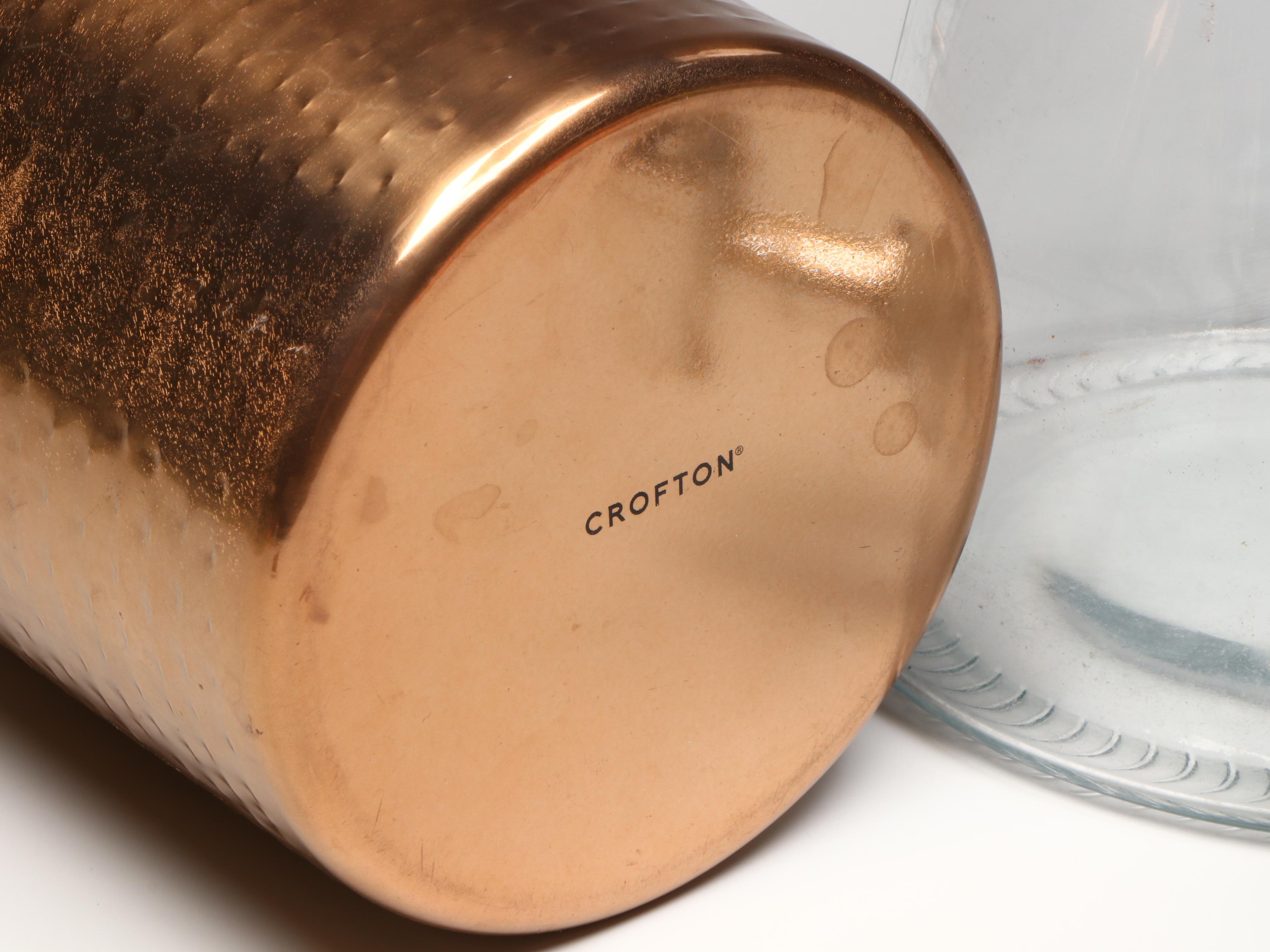 Crofton Hammed Copper Ice Bucket with Other Barware