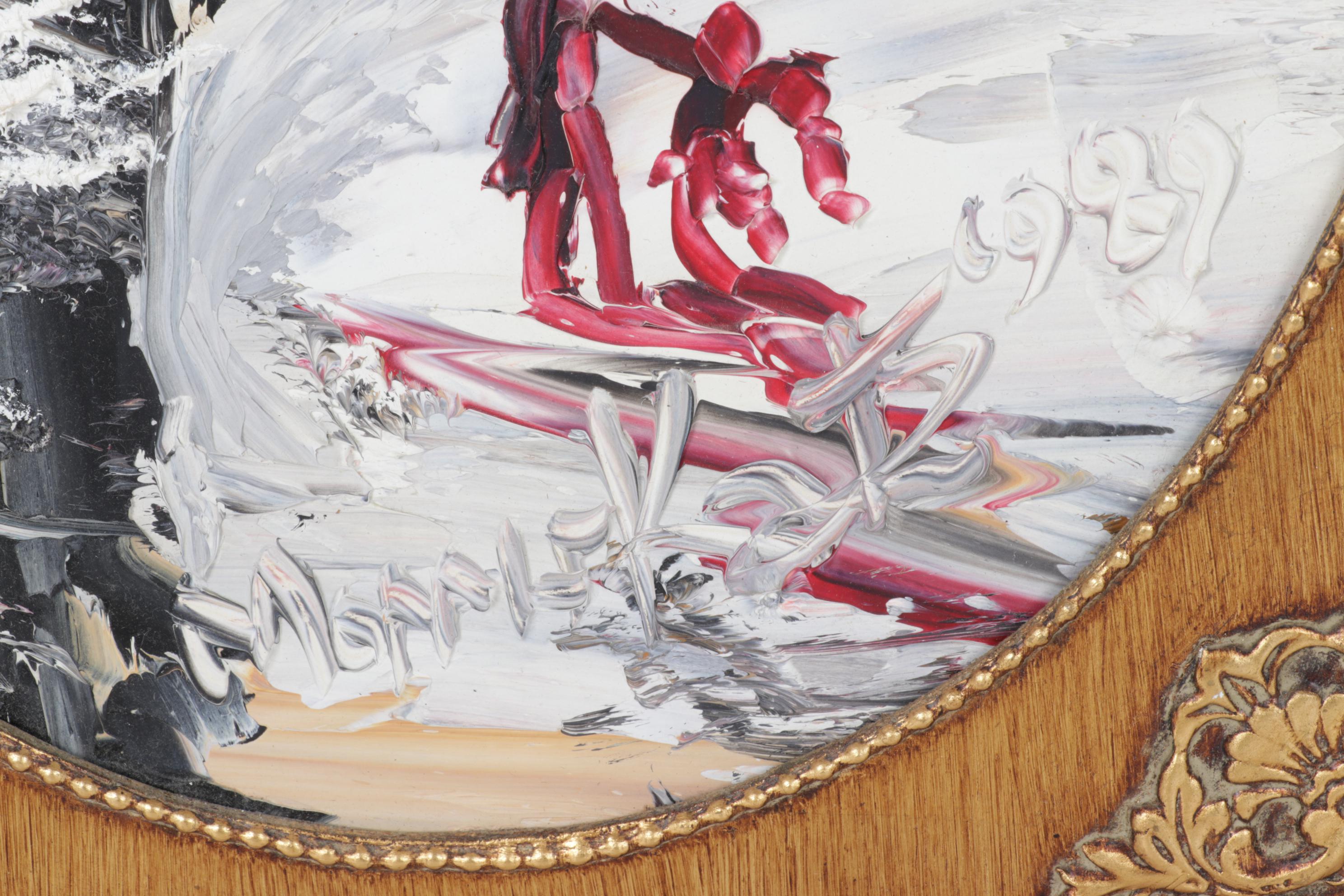 Morris Katz Impasto Oil Painting of Figures in Winter Forest, 1989