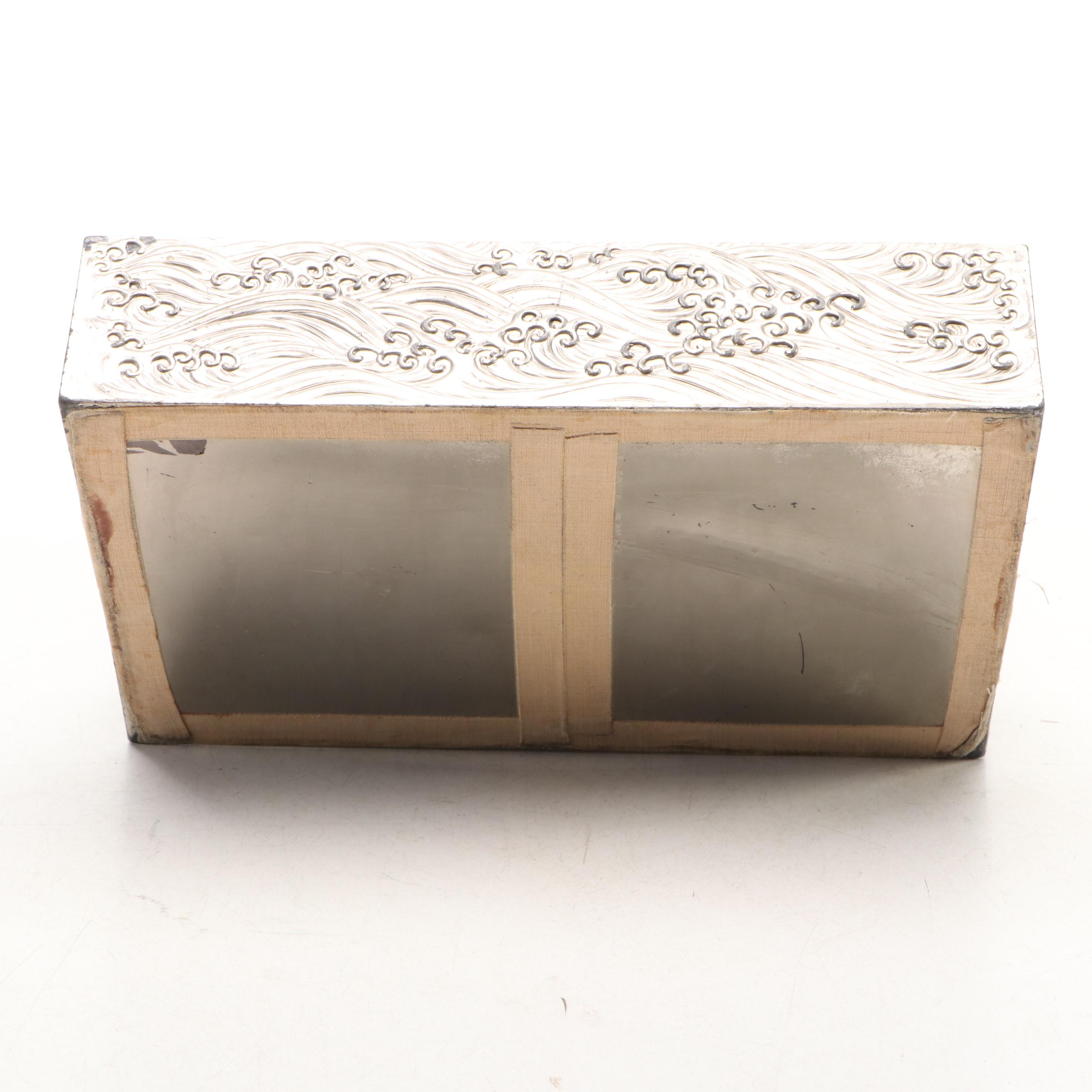 Chinese Export Silver Dragon Chasing Pearl Box, Late 19th/ Early 20th Century