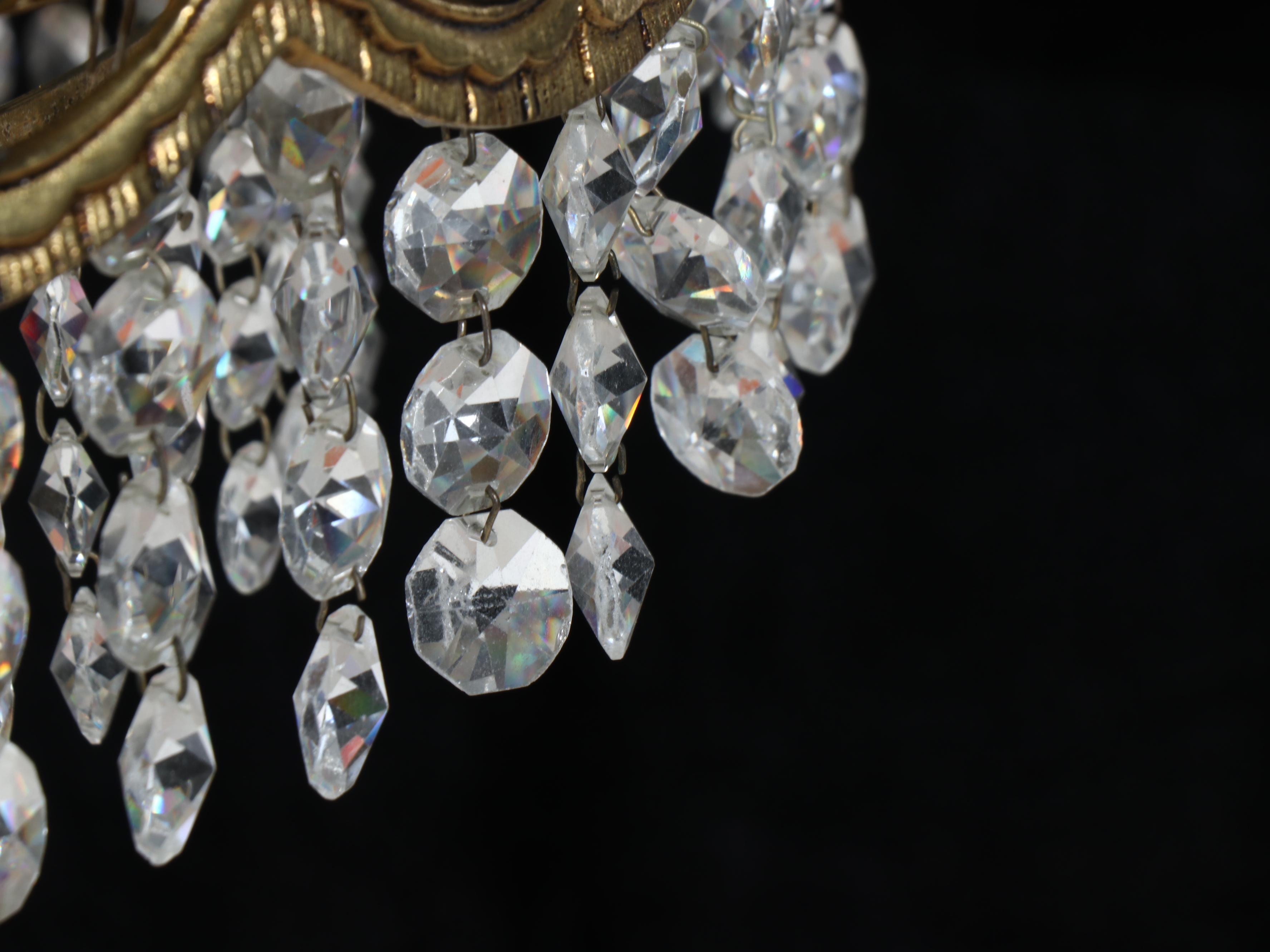 French Empire Style Gilt Metal and Crystal Beaded Chandelier