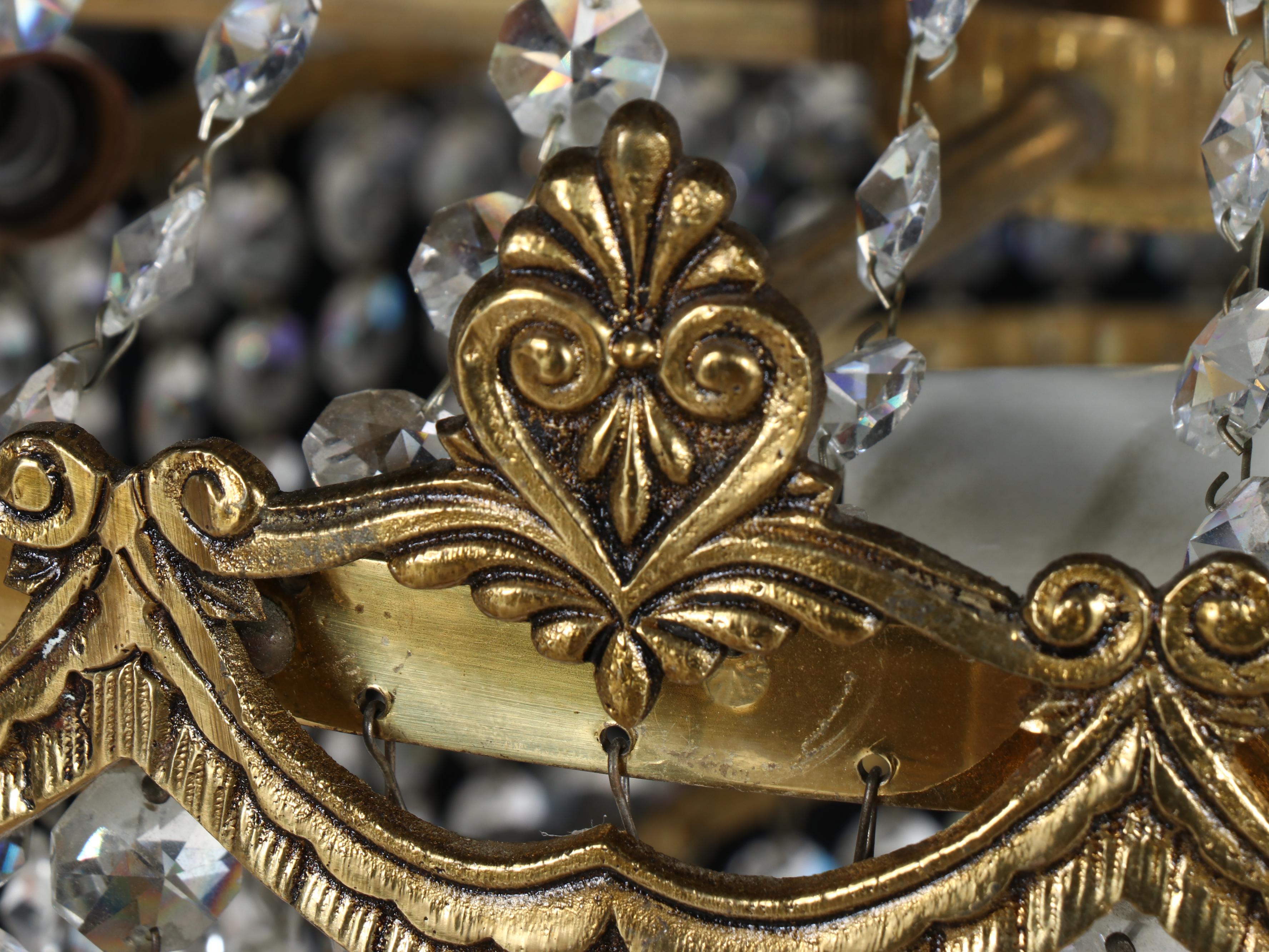 French Empire Style Gilt Metal and Crystal Beaded Chandelier