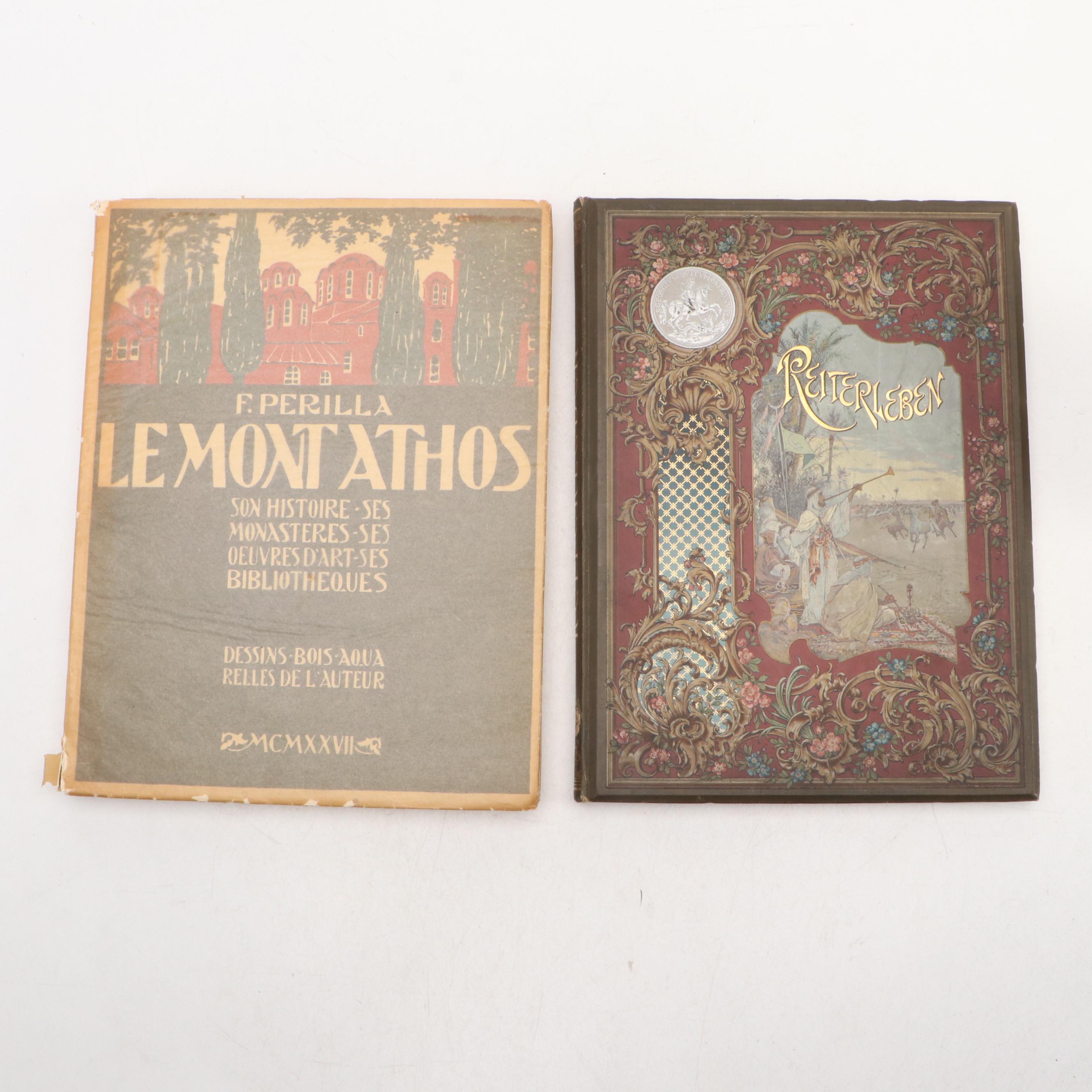 German Language "Reiterleben in Lied und Bild" by Viktor Ritter and Other Book