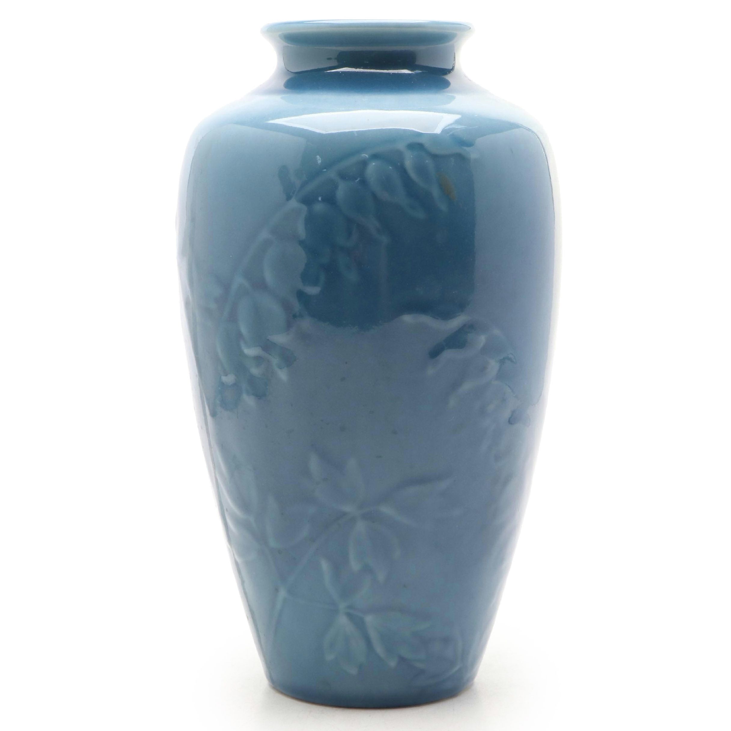 Rookwood Pottery Blue Gloss Glazed Bleeding Hearts Vase, 1946