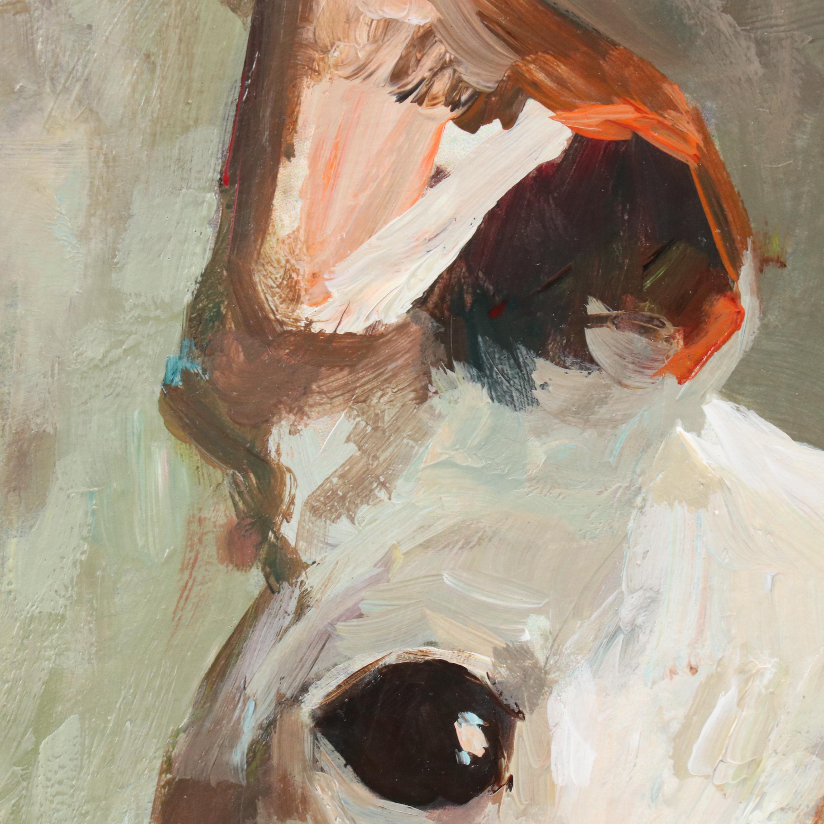 Adam Deda Oil Painting of a Dog "Tea with a Friend," 2025