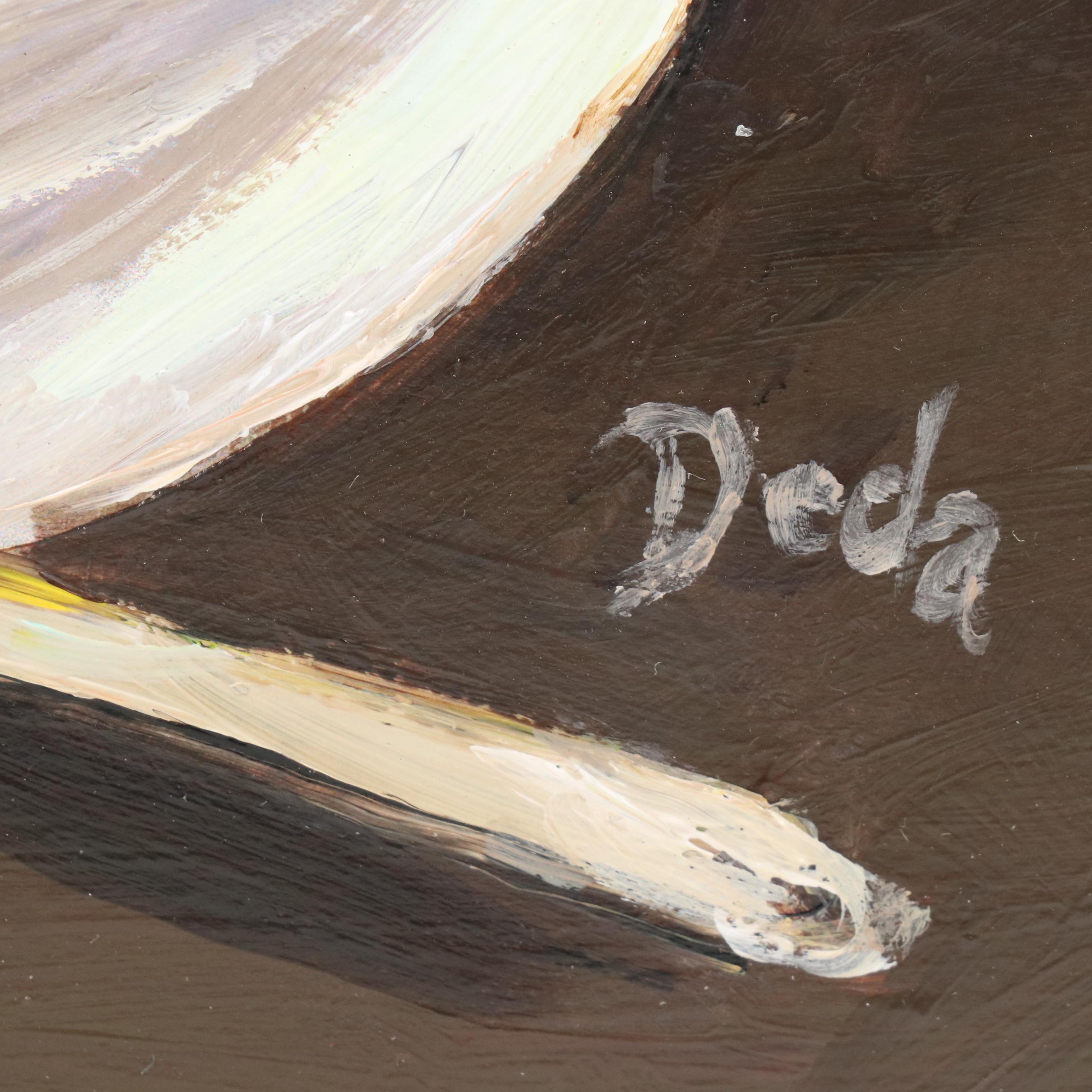 Adam Deda Oil Painting of a Dog "Tea with a Friend," 2025