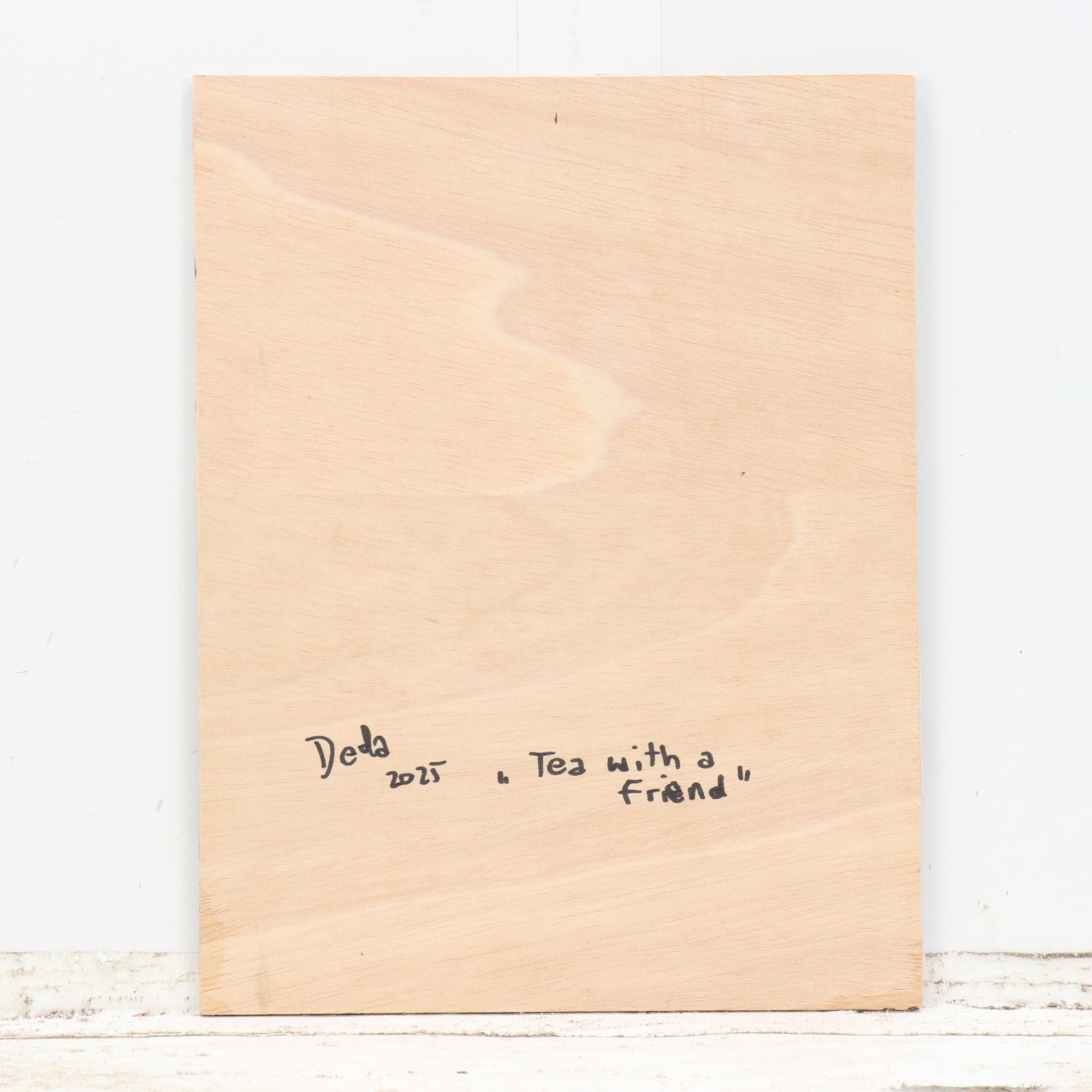 Adam Deda Oil Painting of a Dog "Tea with a Friend," 2025