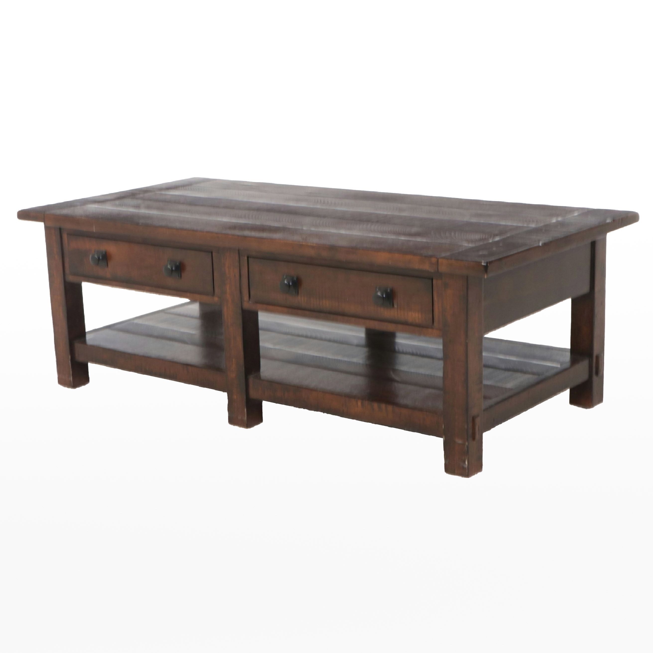 Craftsman Style Walnut Finish Coffee Table