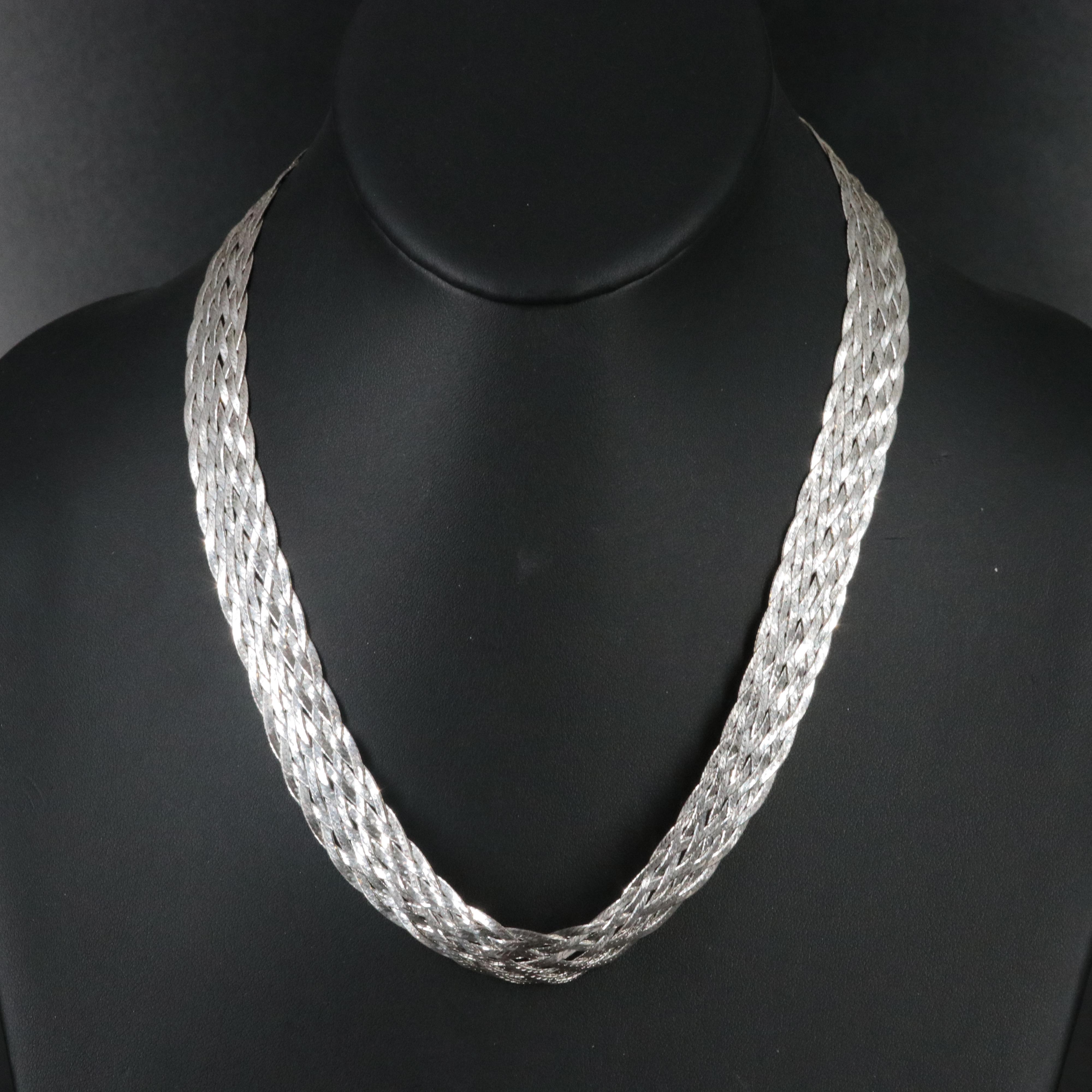 Sterling Braided Herringbone Chain Necklace