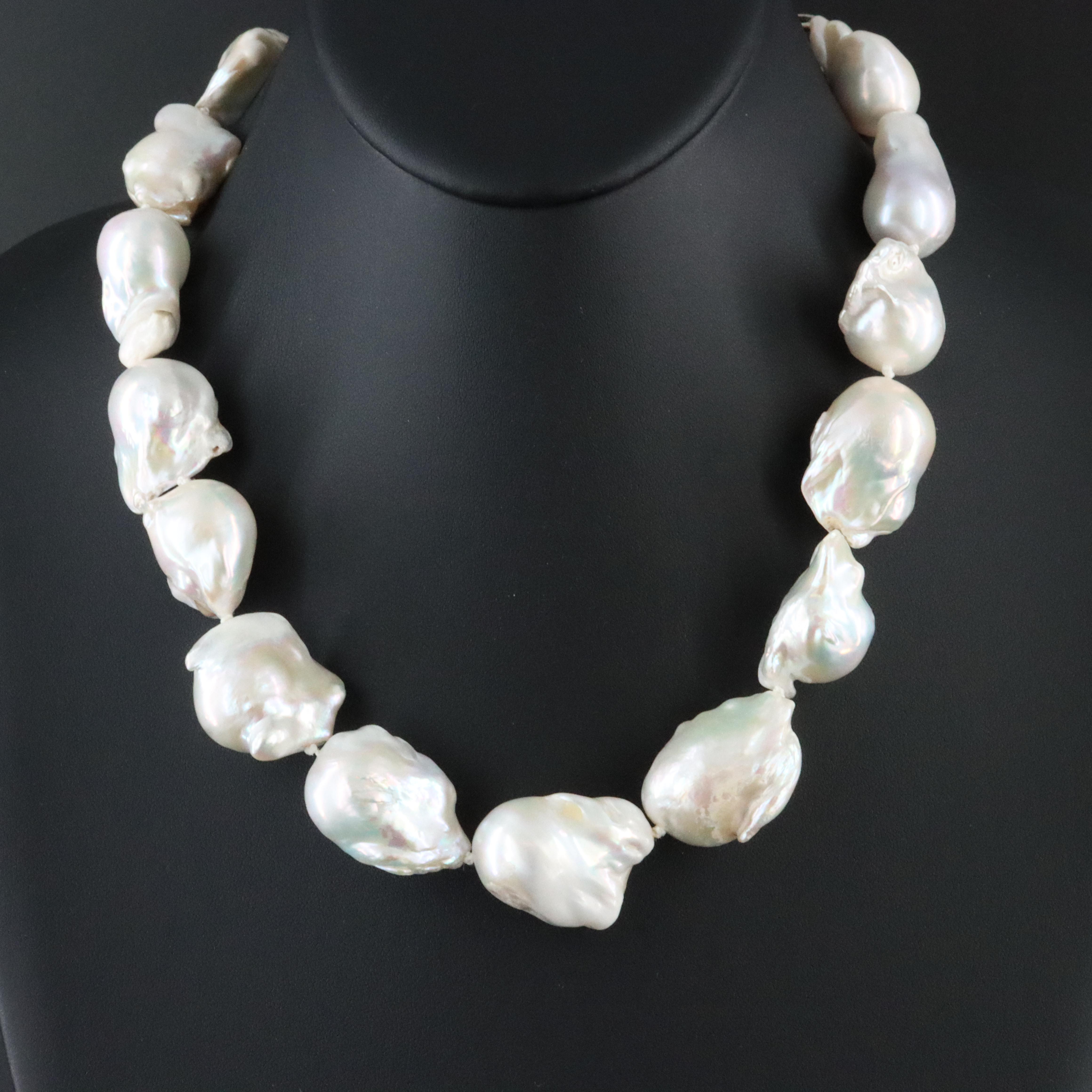 Sheryl Lowe Sterling Baroque Pearl Necklace