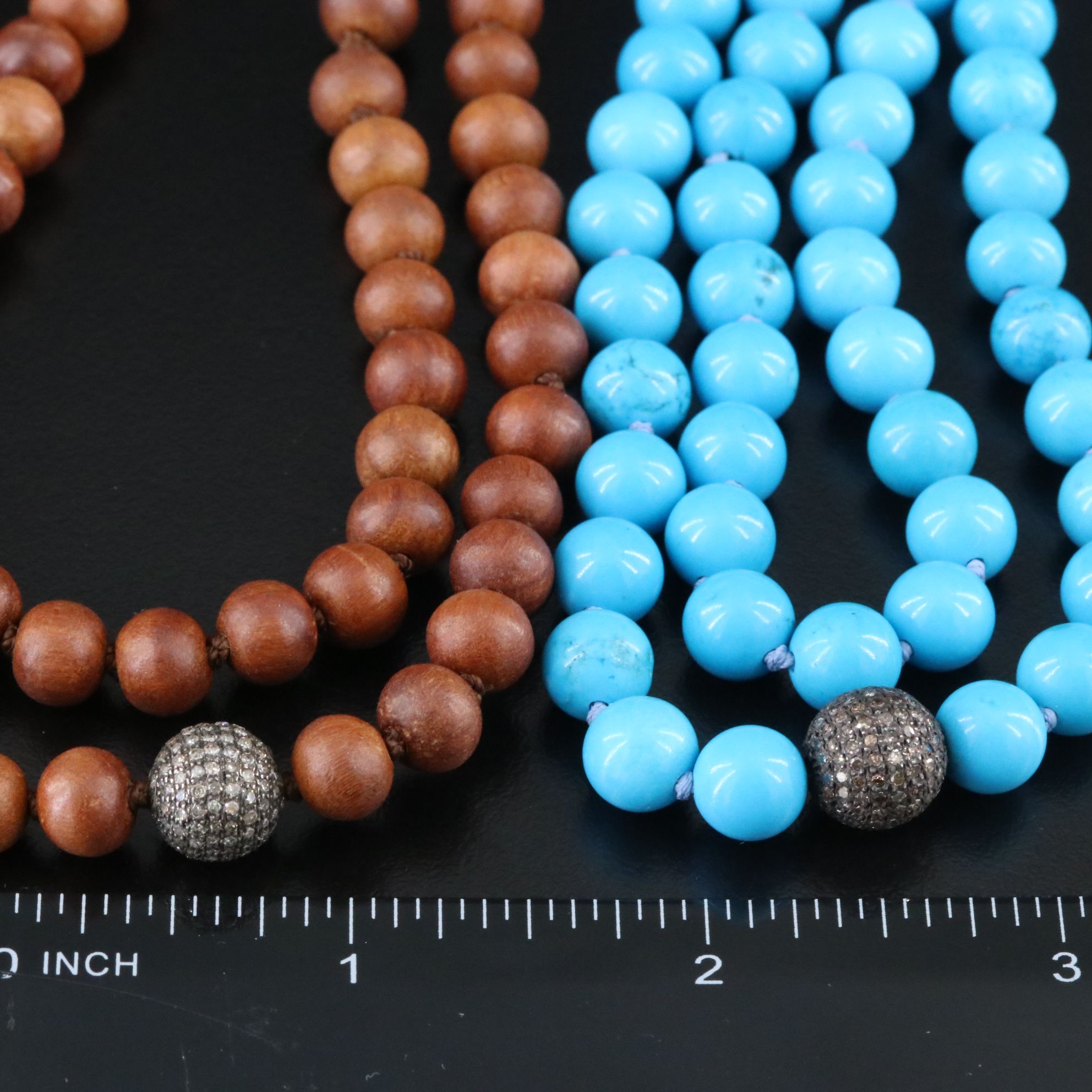 Sheryl Lowe Sterling Wood, Magnesite and Diamond Necklaces