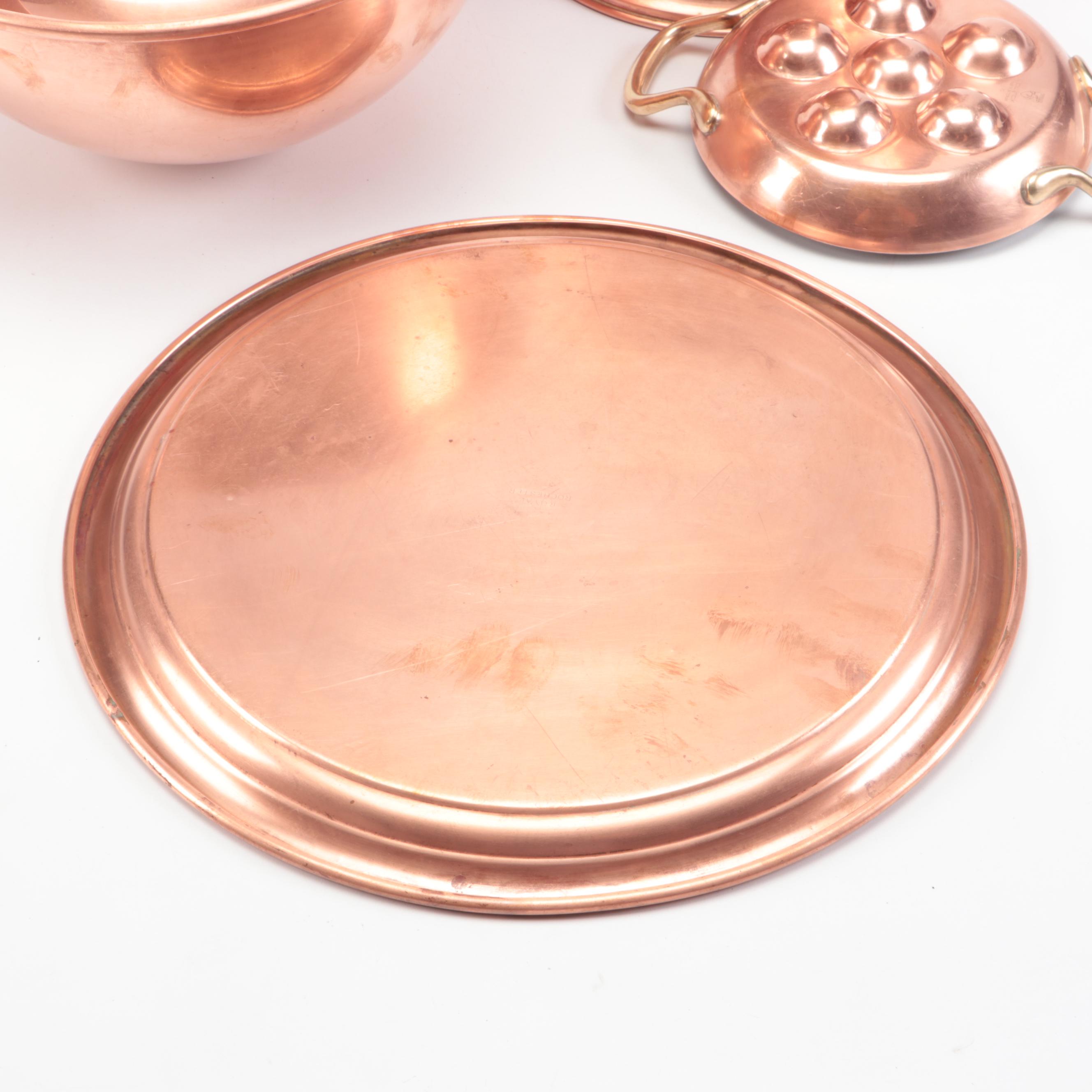 Culinox Copper Finish Cake Mold with Other Copper Planters and Tray