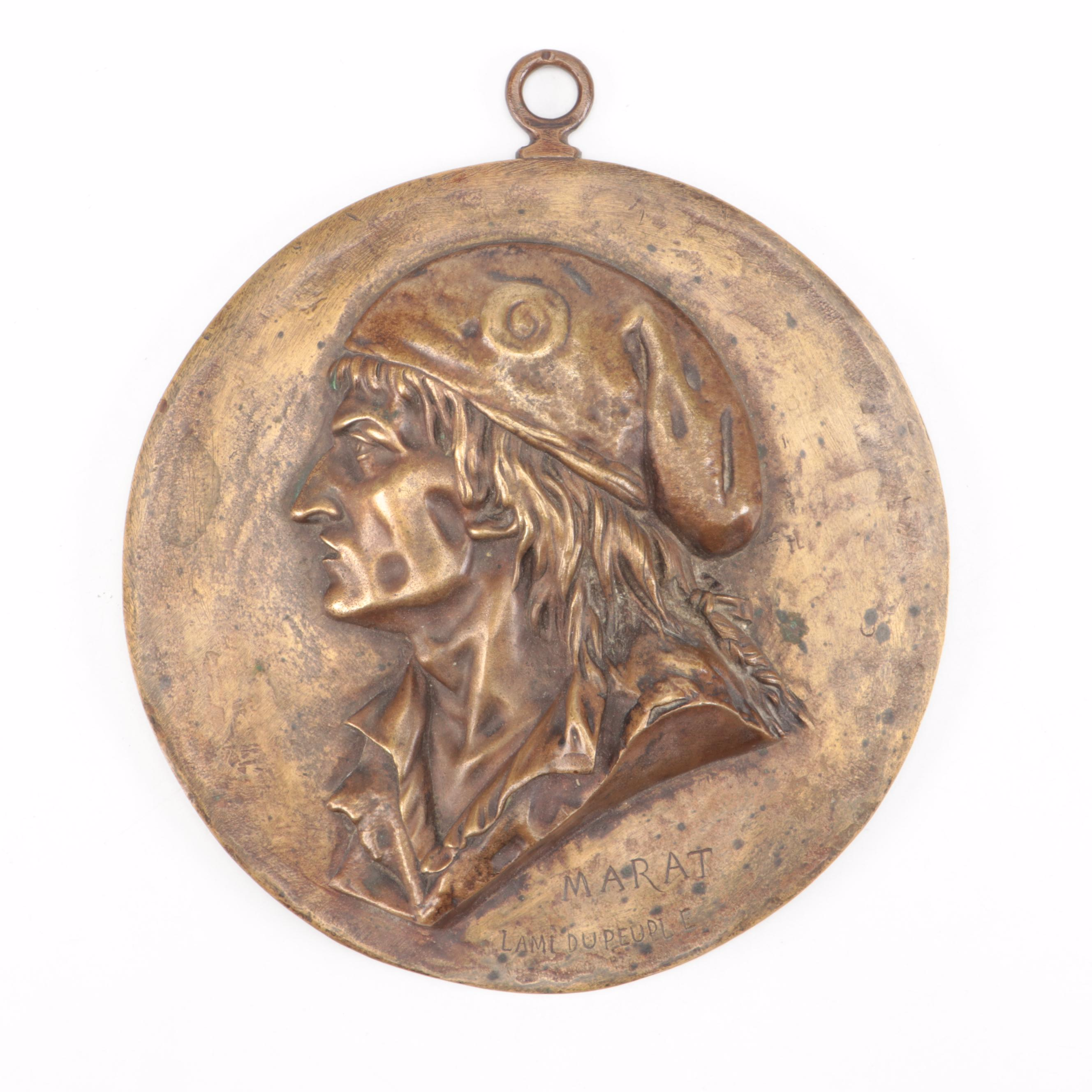 Marat Bronze High Relief Wall Hanging Medallion
