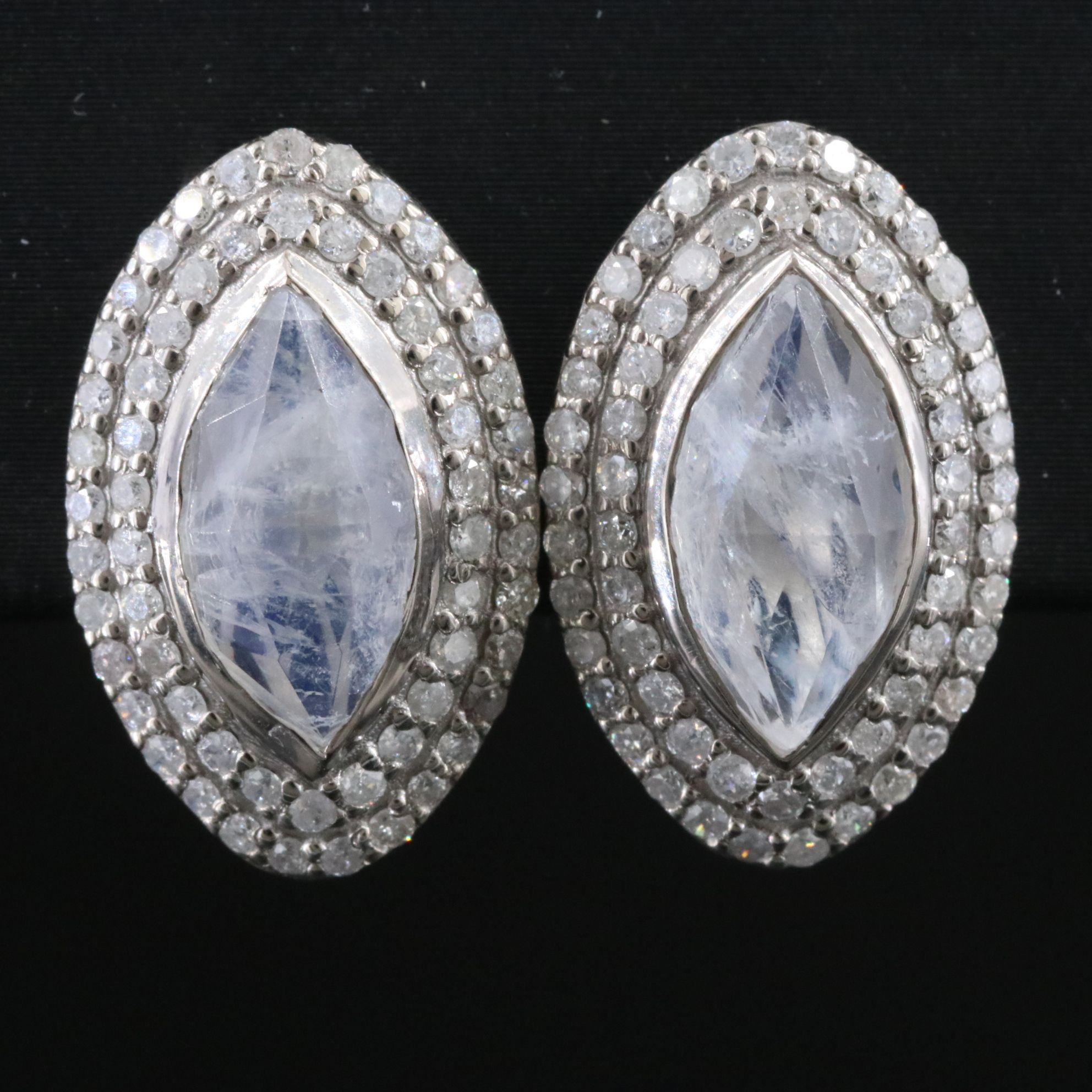 Sheryl Lowe Sterling Rainbow Moonstone and 0.66 CTW Diamond Earrings
