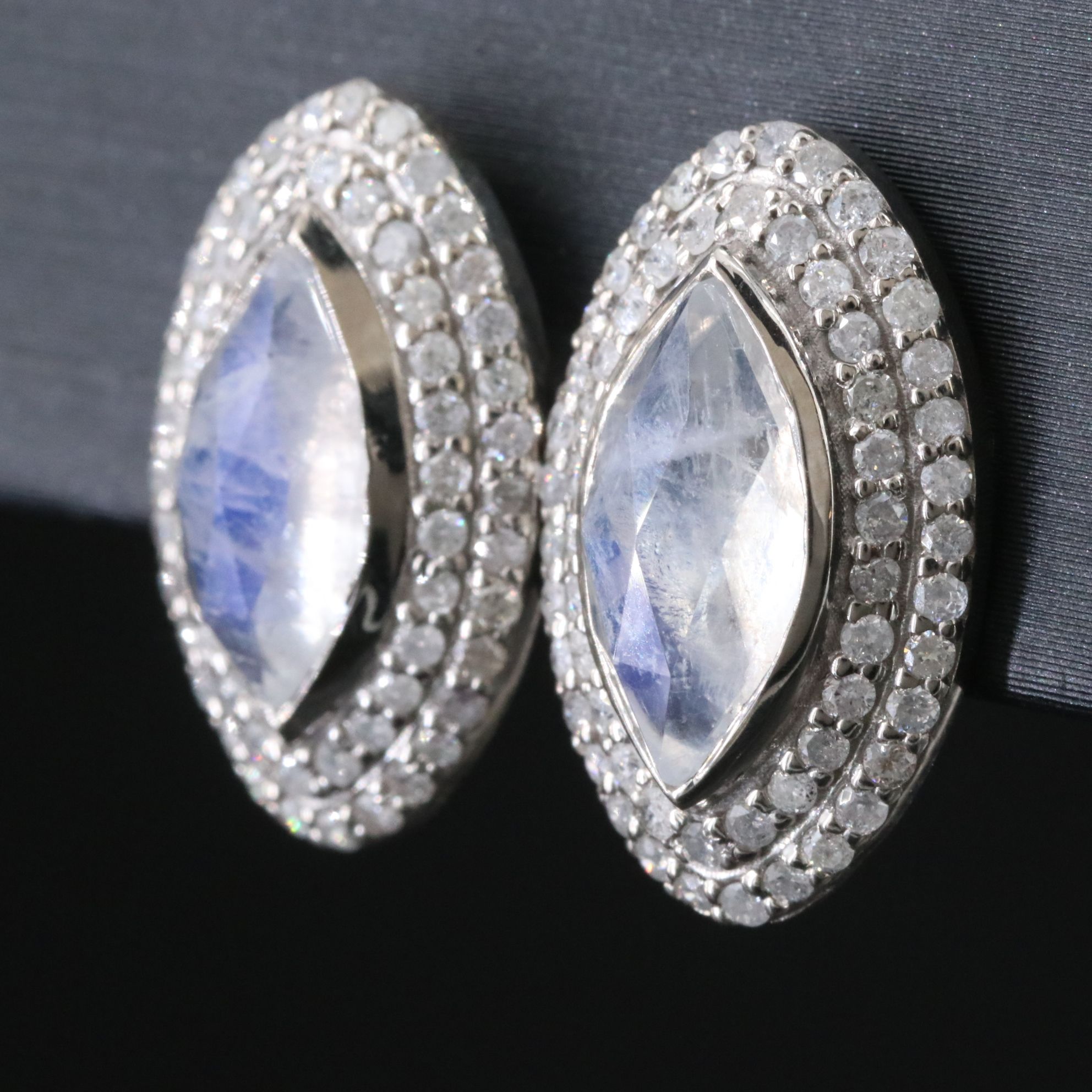 Sheryl Lowe Sterling Rainbow Moonstone and 0.66 CTW Diamond Earrings