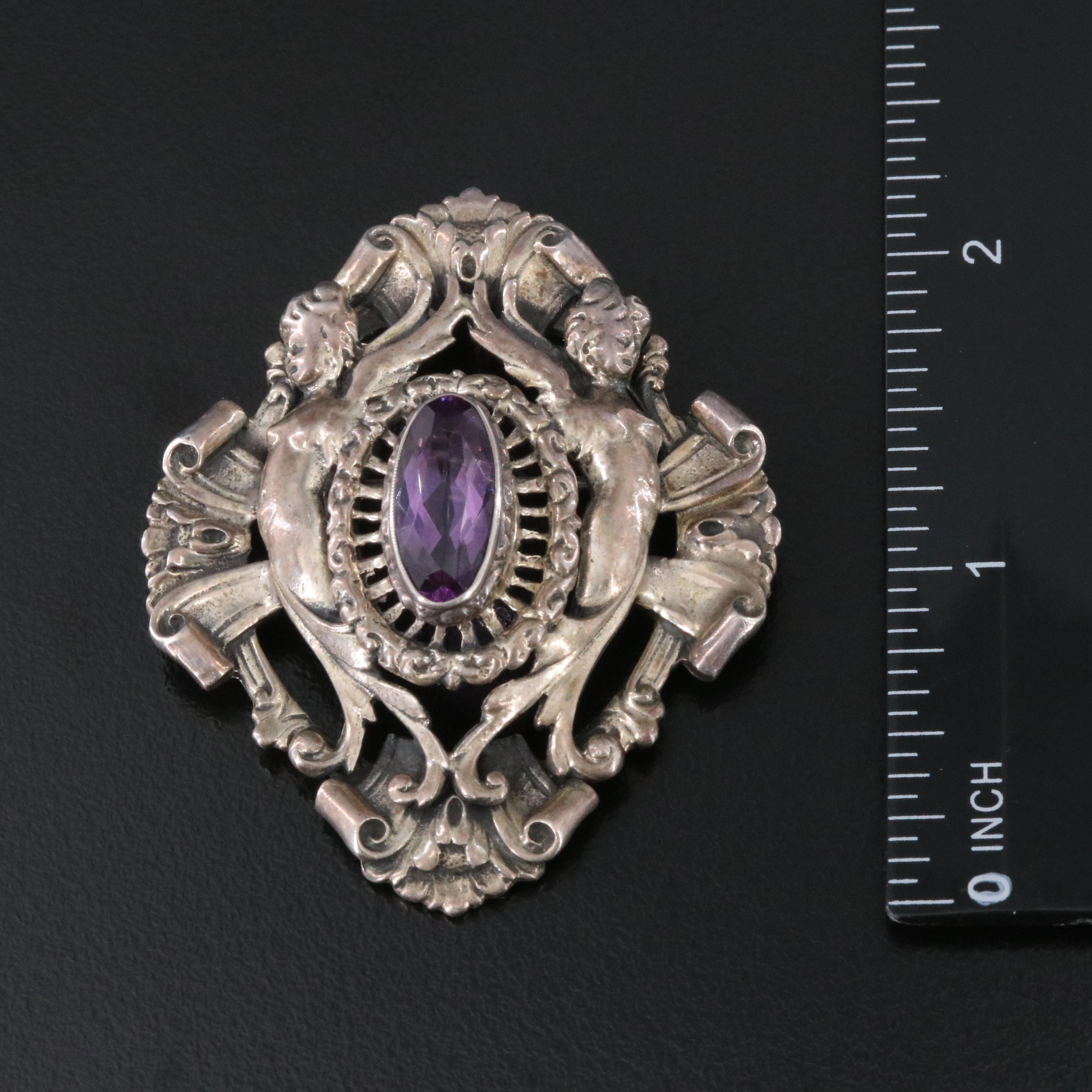 Sterling Amethyst Pendant/Brooch