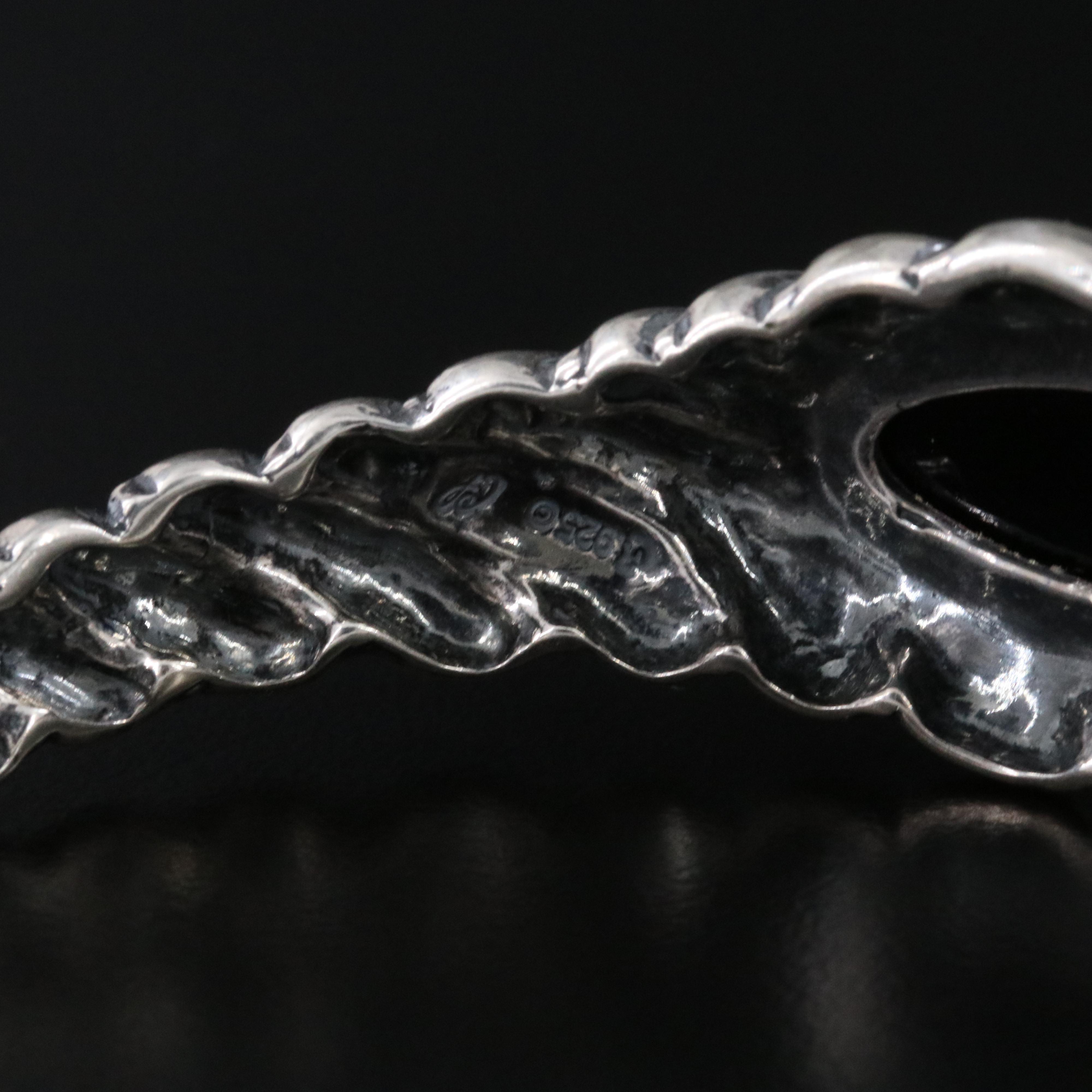 Carolyn Pollack Sterling Obsidian Cuff Bracelet