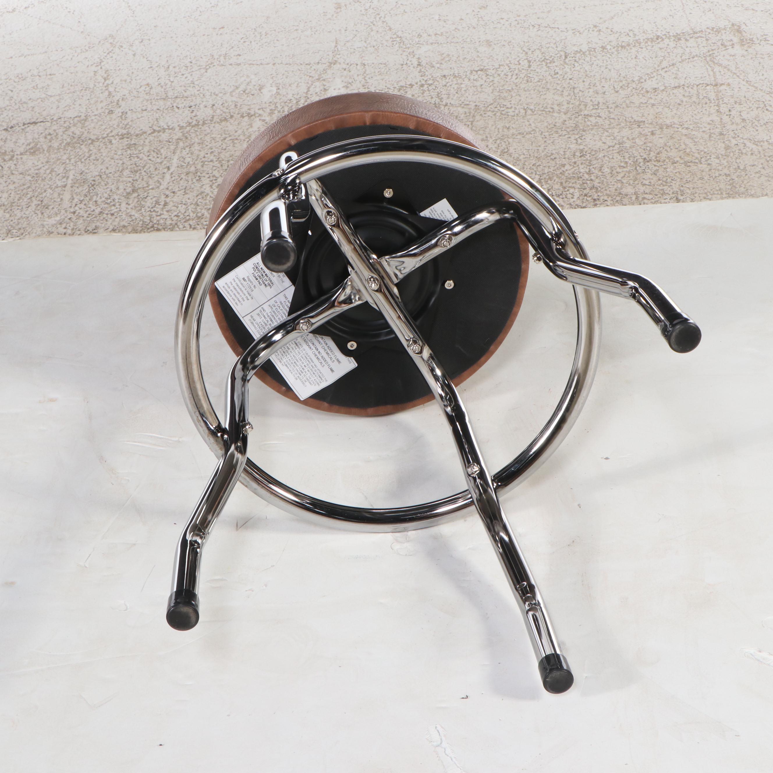 Taylor Quality Guitars Branded Faux Leather Upholstered Chrome Barstool