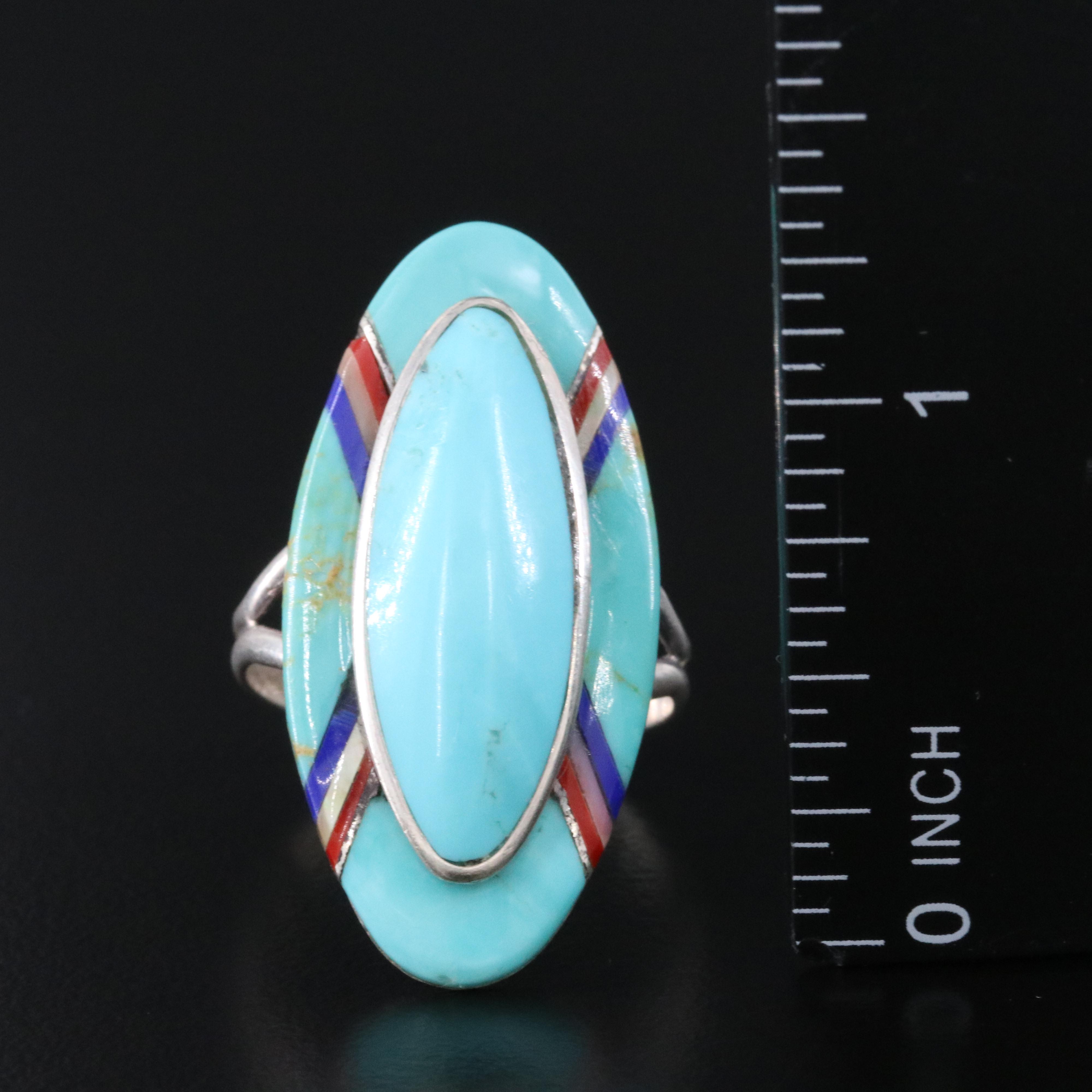 Sterling Mother-of-Pearl and Faux Gemstone Ring