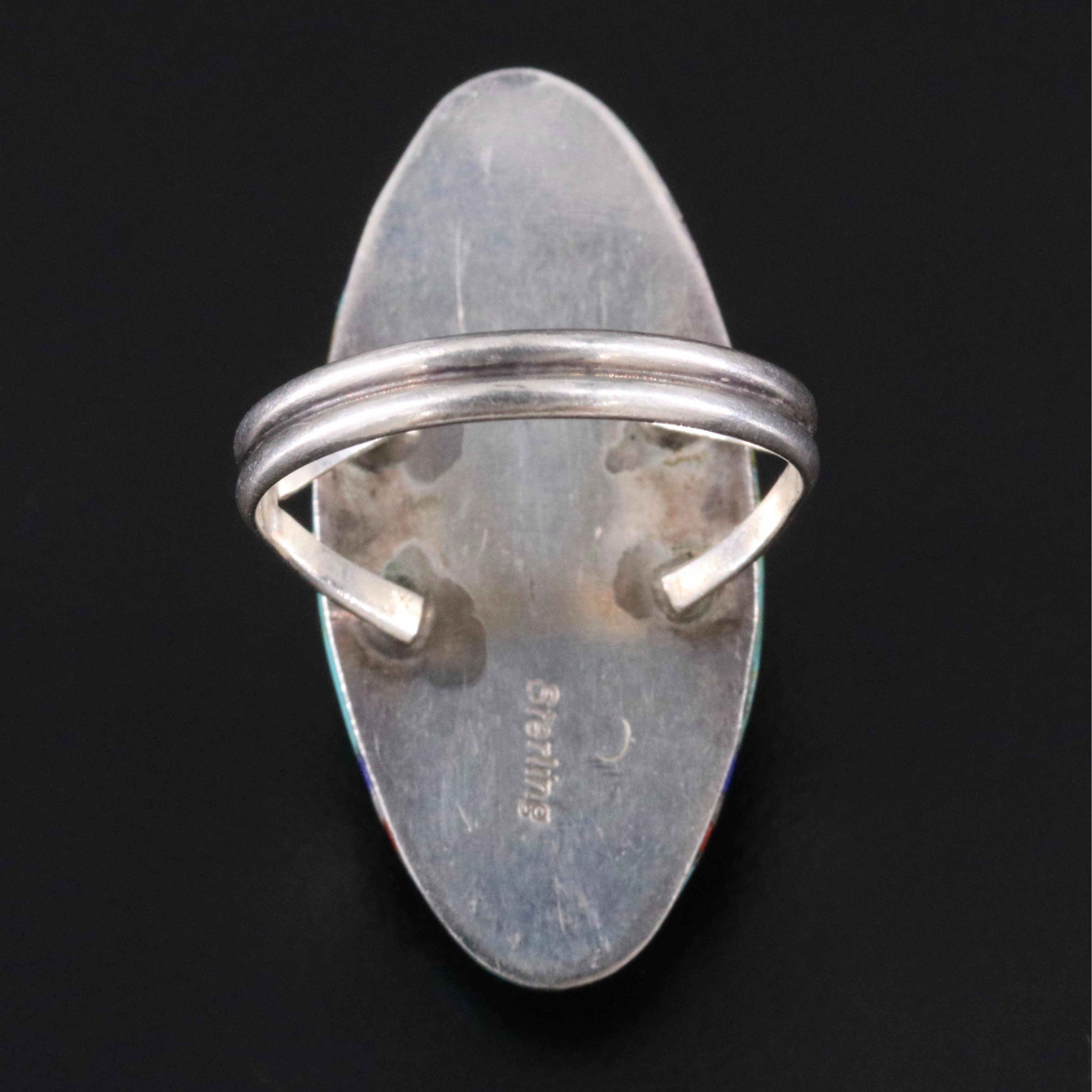 Sterling Mother-of-Pearl and Faux Gemstone Ring