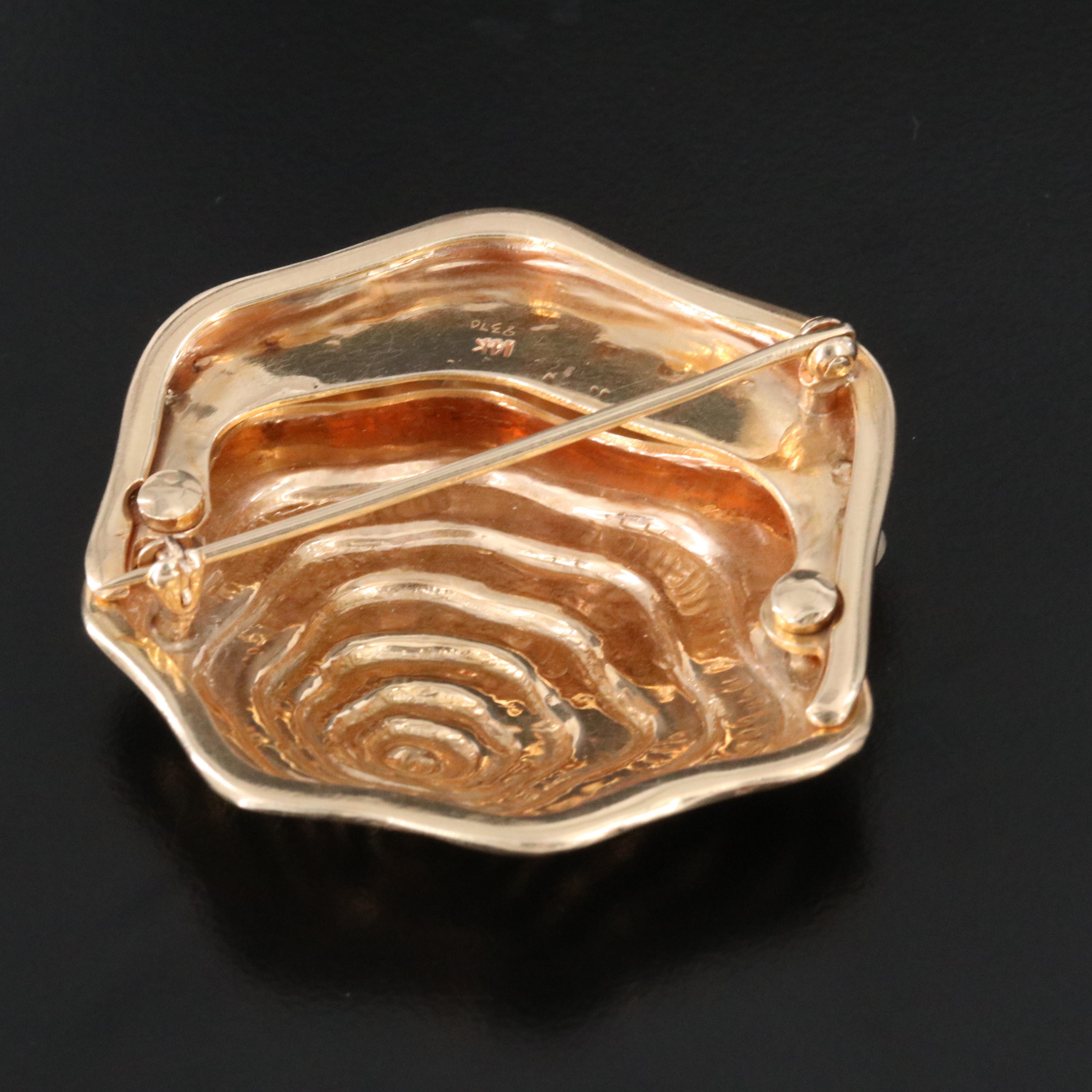 14K Pearl Oyster Brooch