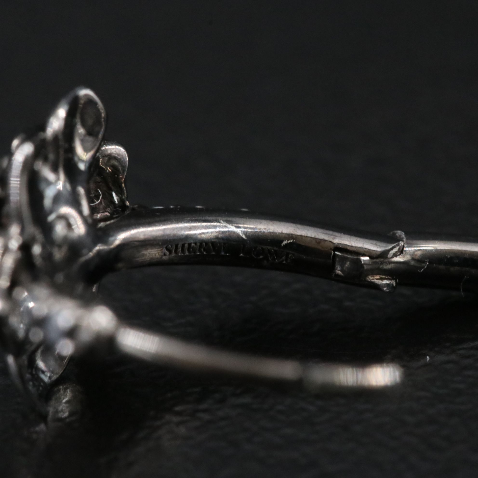 Sheryl Lowe Sterling Black Rose and Diamond Hoop Earrings