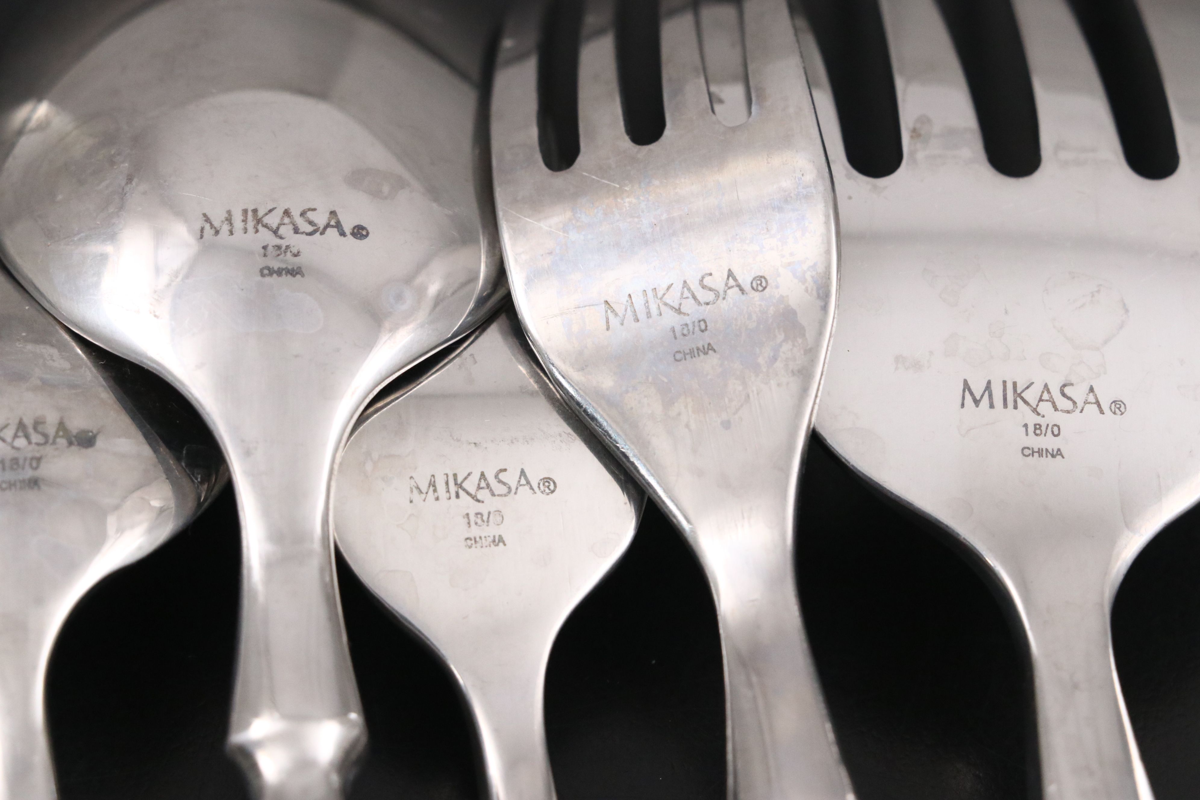 Mikasa "Provence" Black Rein Handled and Stainless Steel Flatware