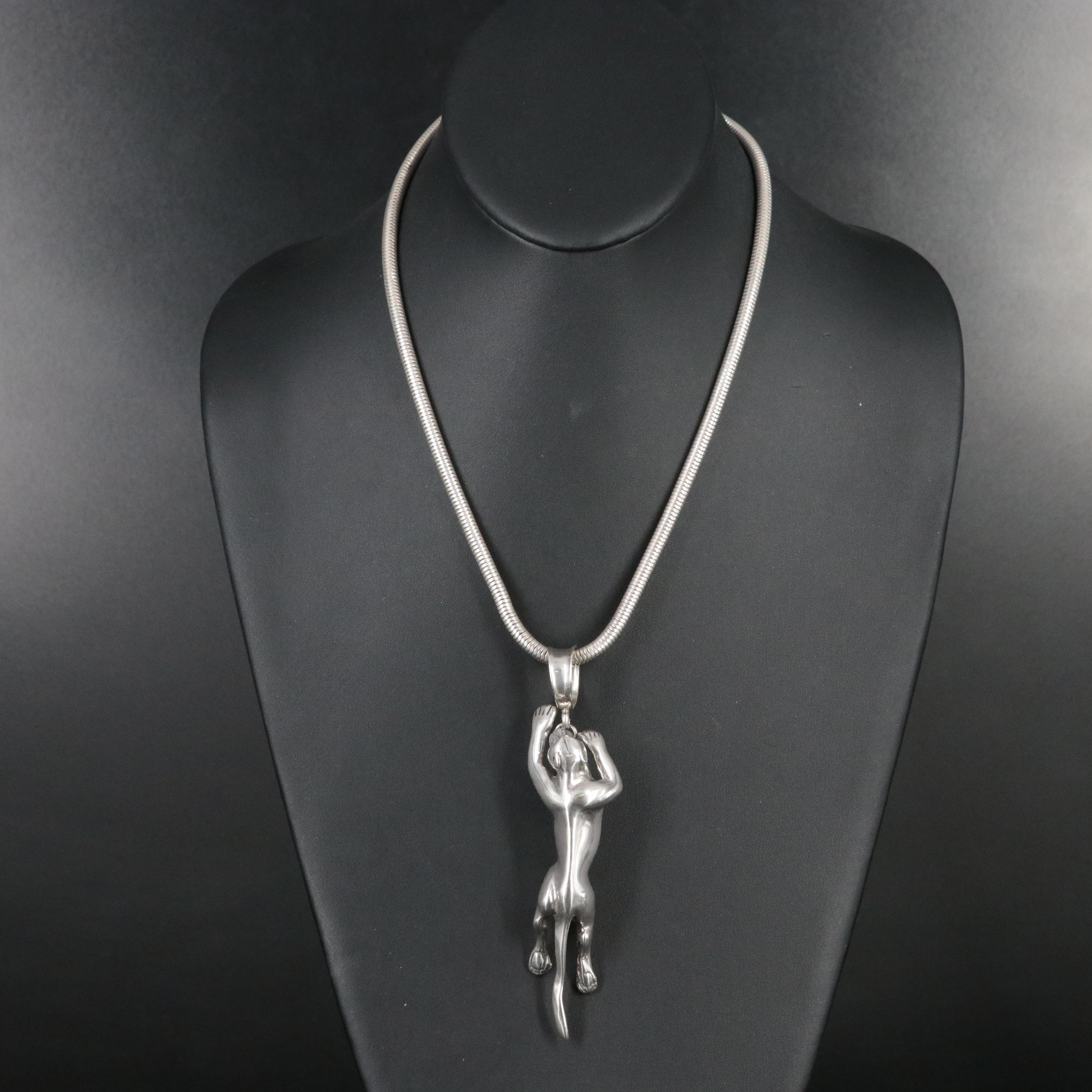 Sterling Panther Pendant Necklace