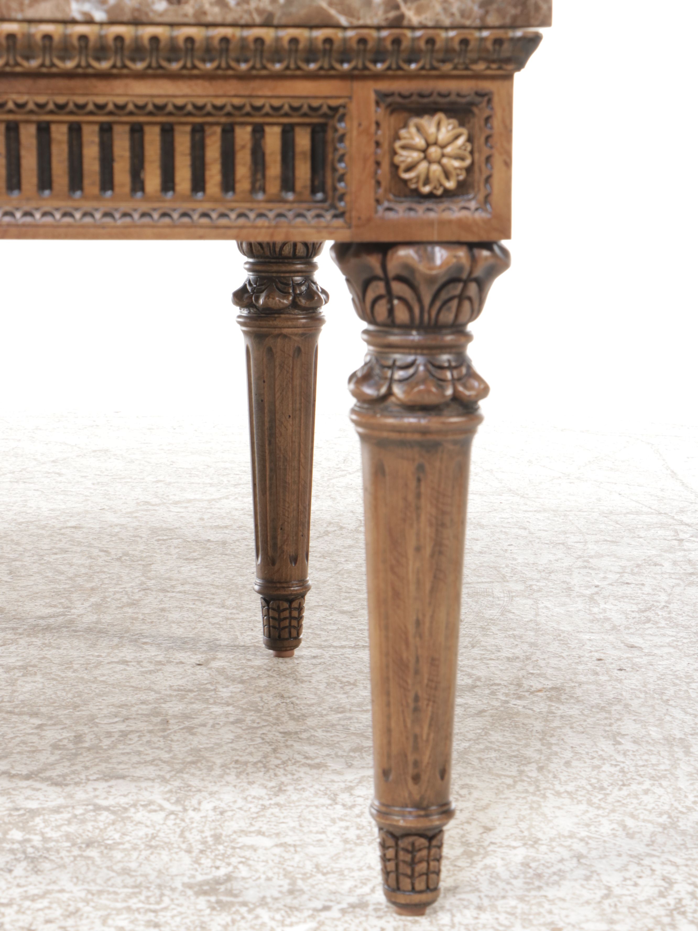 Neoclassical Style  Marble Top Wood Coffee Table