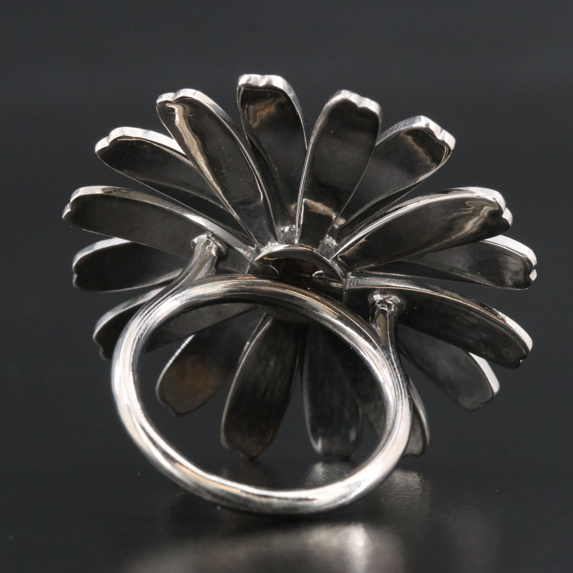 Sterling and Diamond Daisy Ring Attributed to Sheryl Lowe