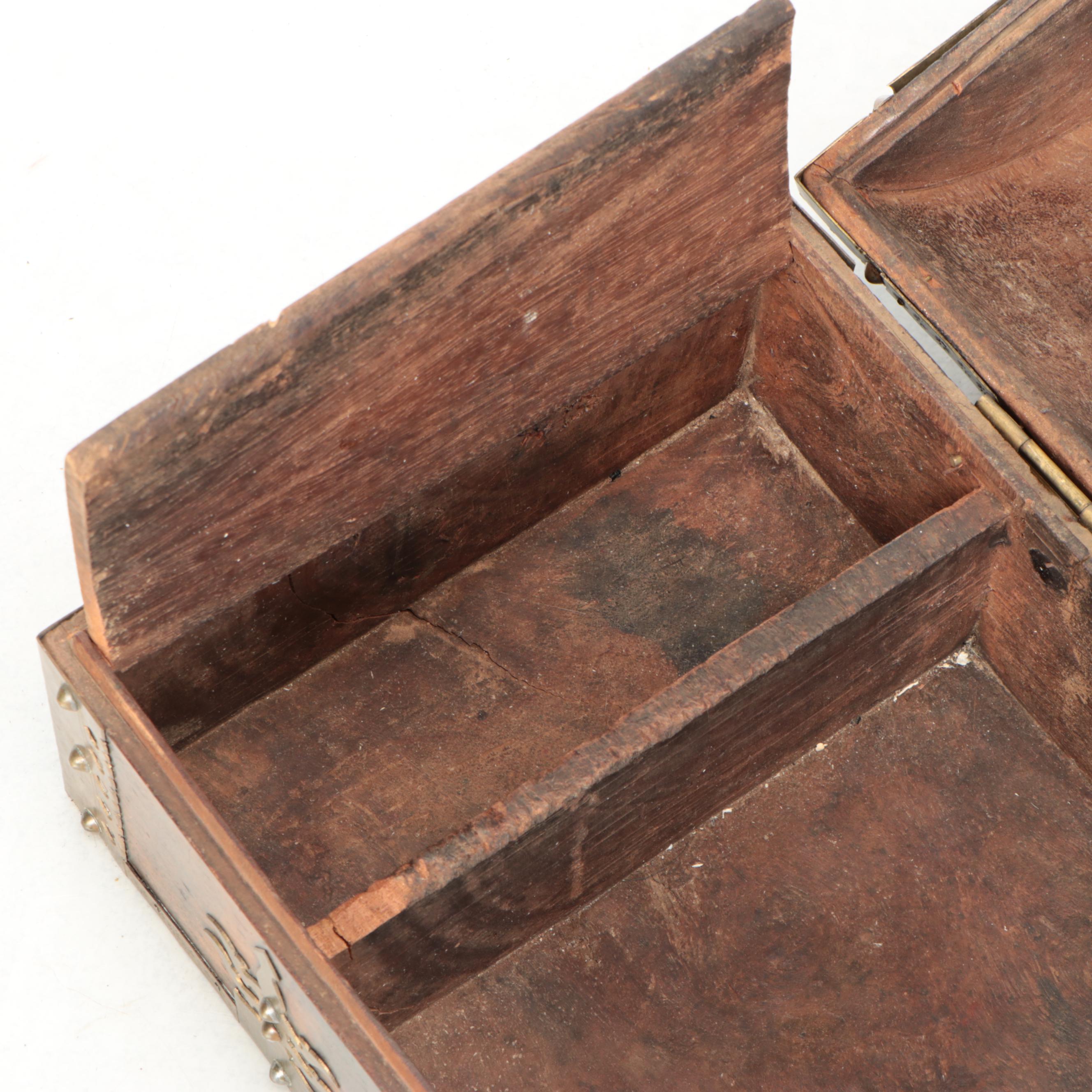 Indian Wood with Brass Accent Dome Top Malabar Box