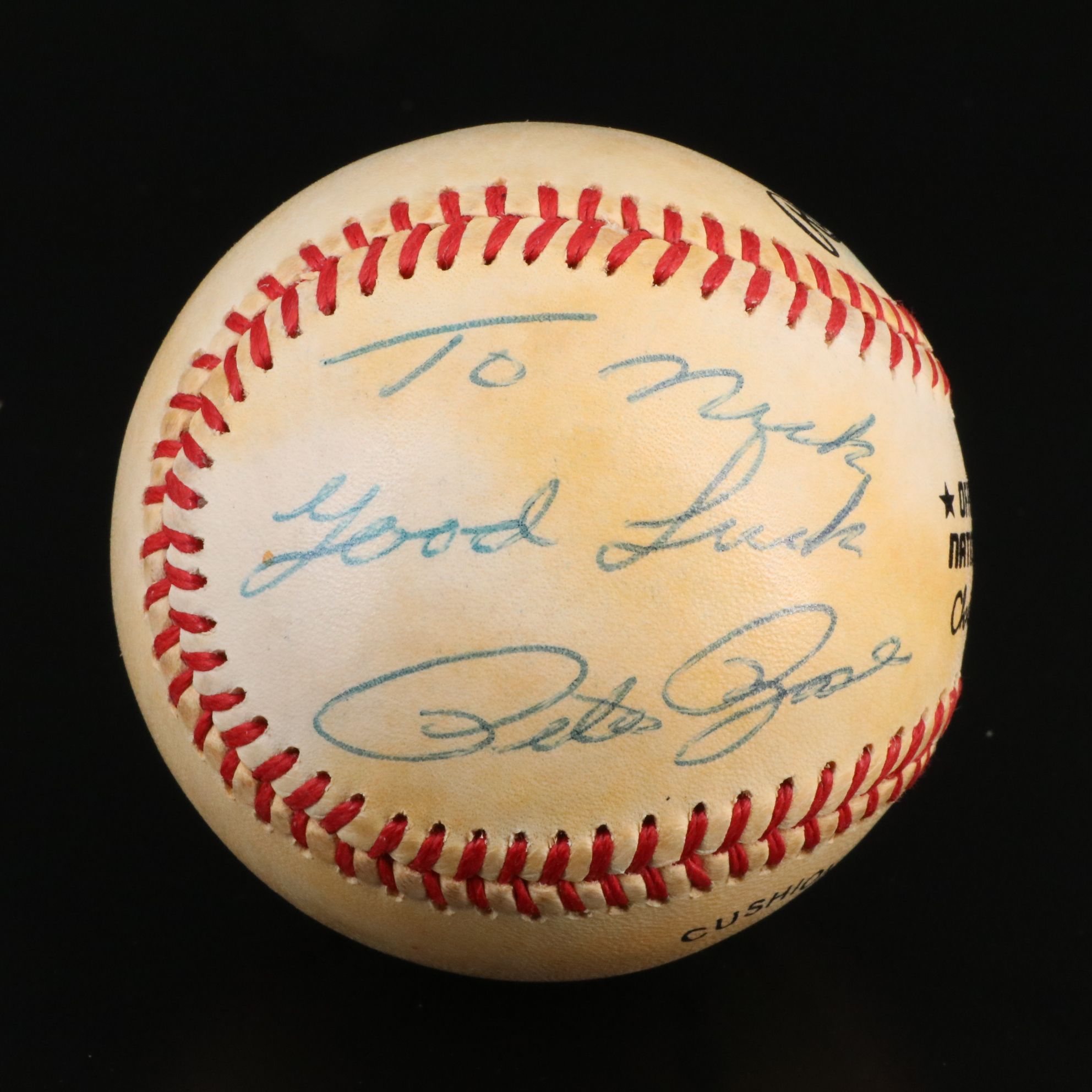 Pete Rose Personalized and Signed Rawlings Baseball