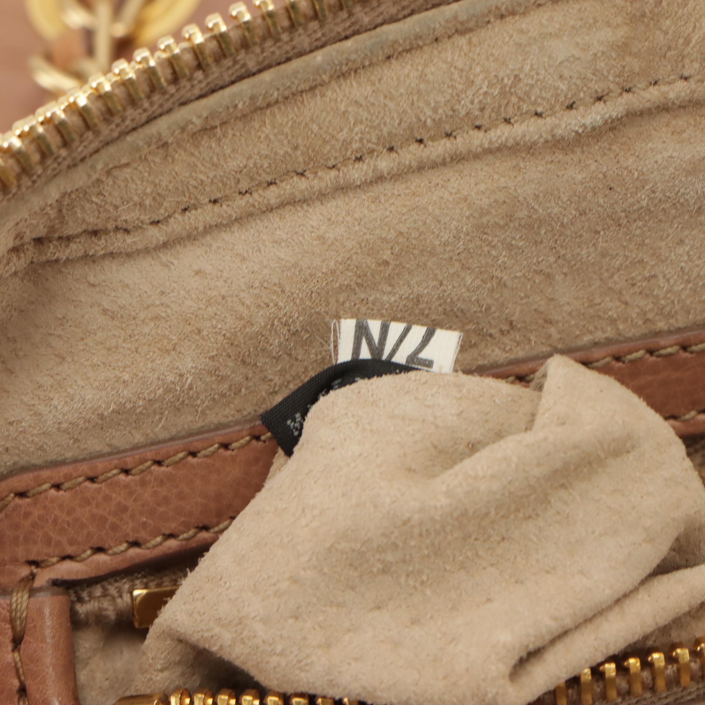 Prada Lock-Front Zip Around Chain Strap Bag in Beige Glace Calf Leather