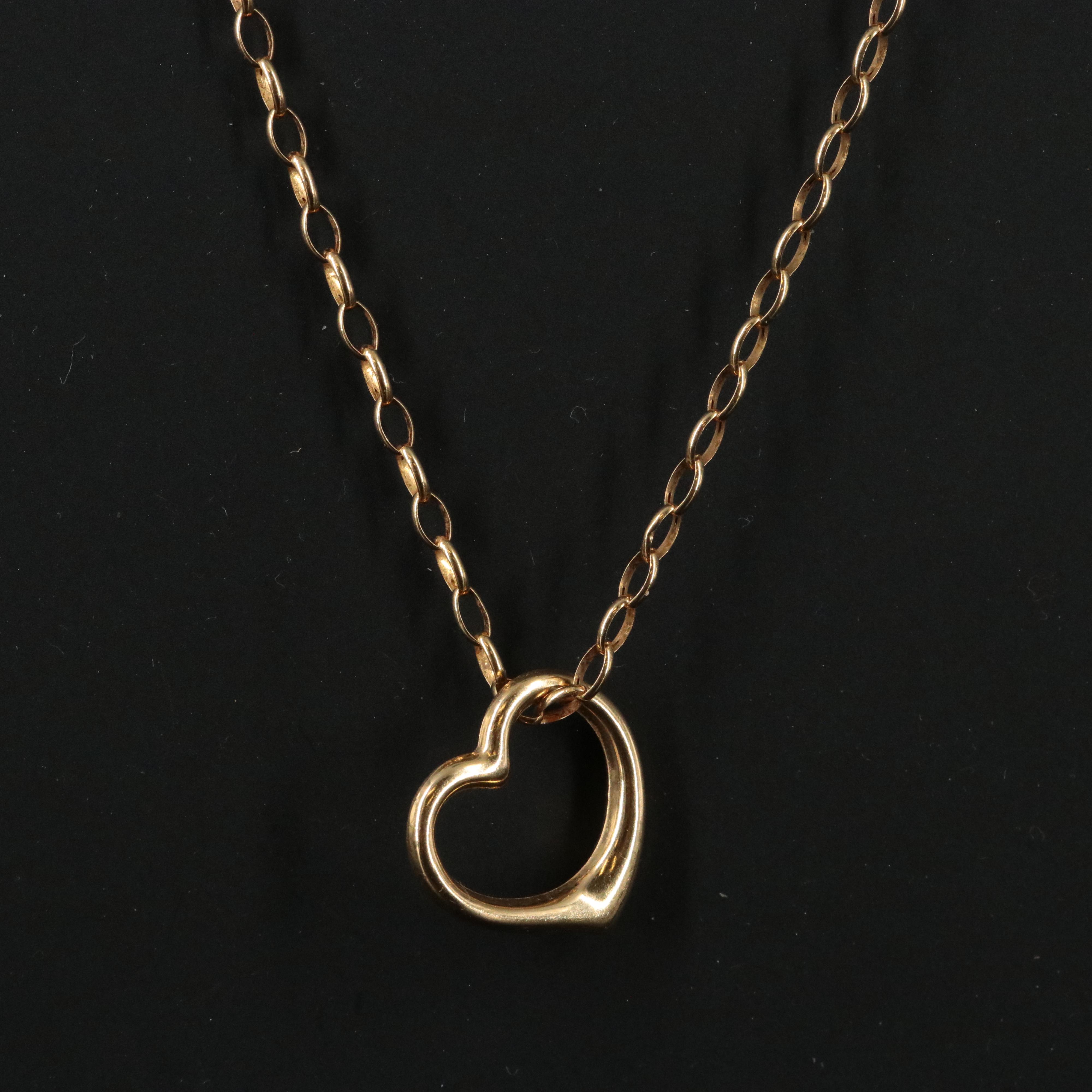 14K Floating Heart Pendant Necklace
