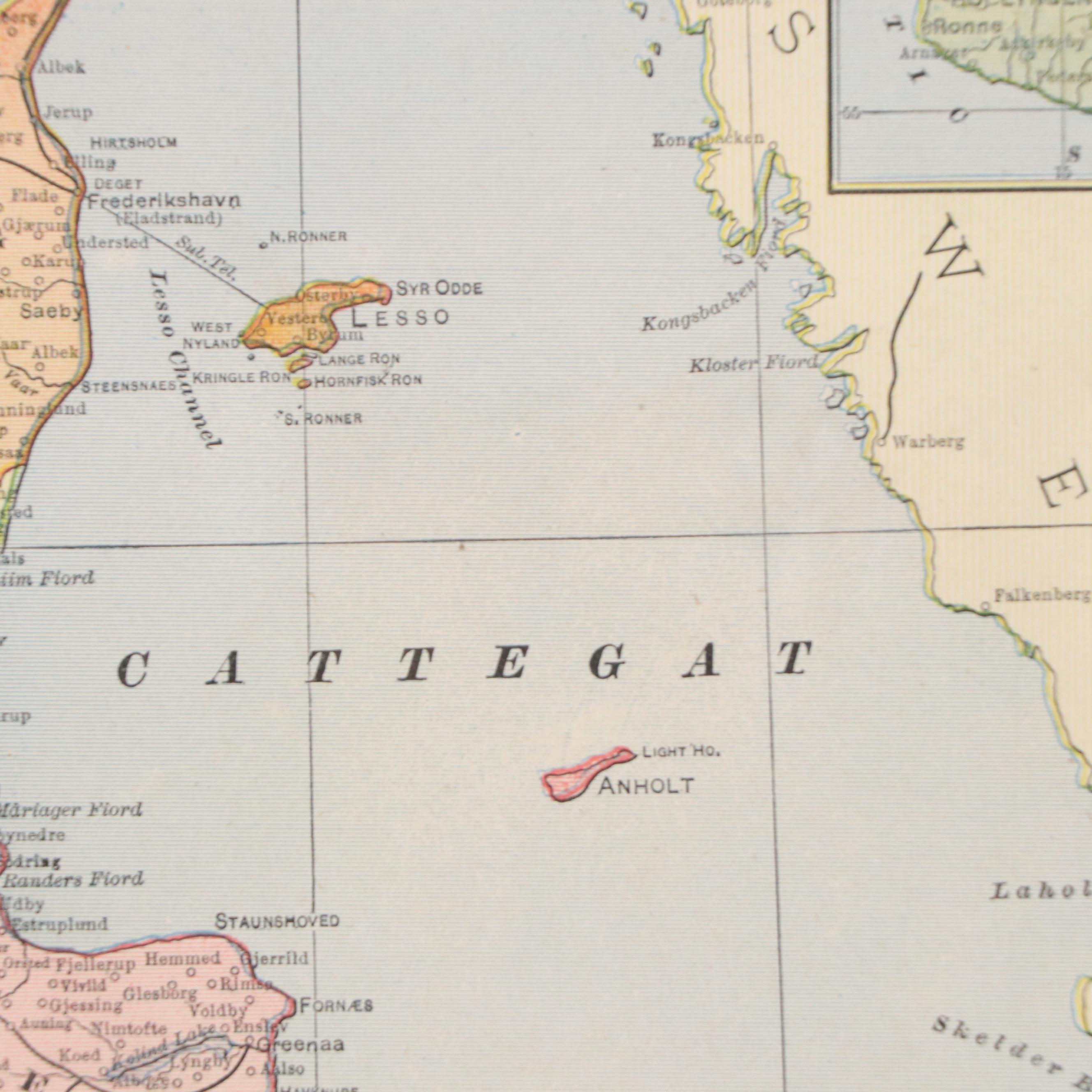George F. Cram Engraving Map of Denmark, Early 20th Century
