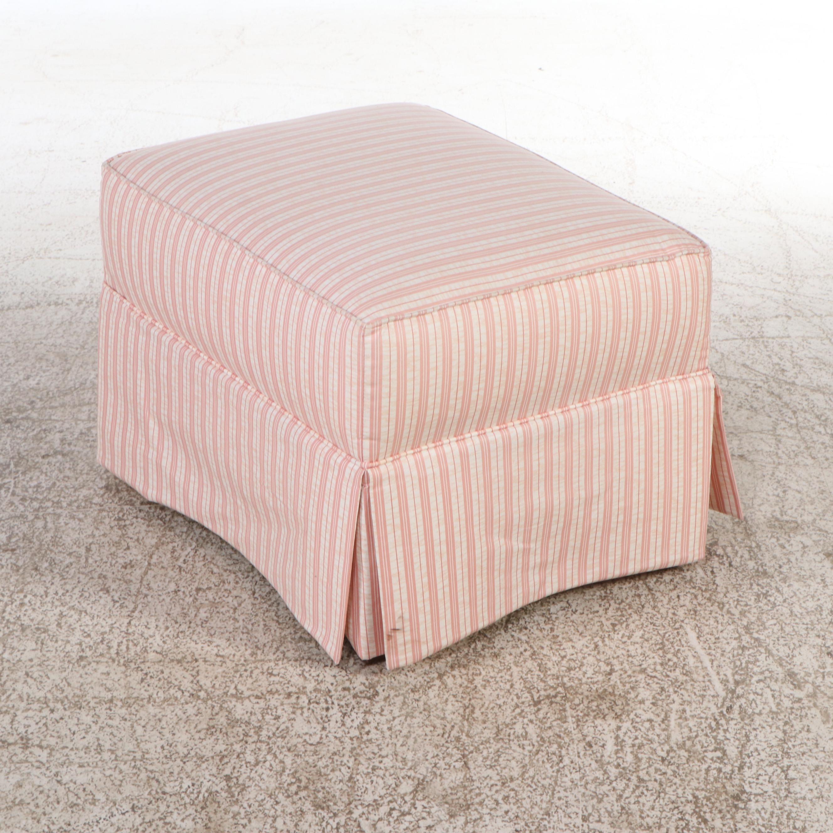 Striped Upholstered Armchair with Ottoman